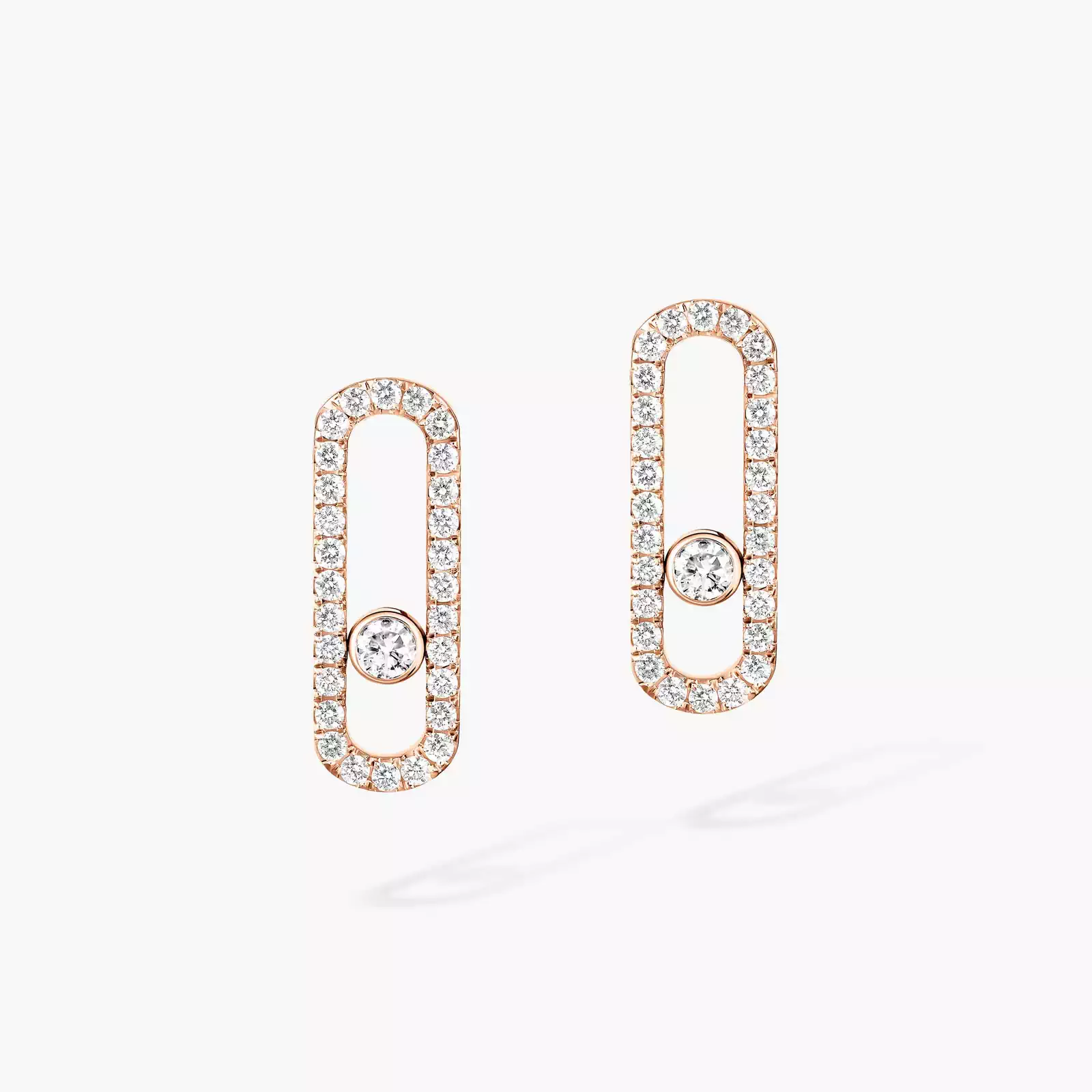 Boucles d'oreilles Femme Or Rose Diamant Move Uno Pavées 12183-PG