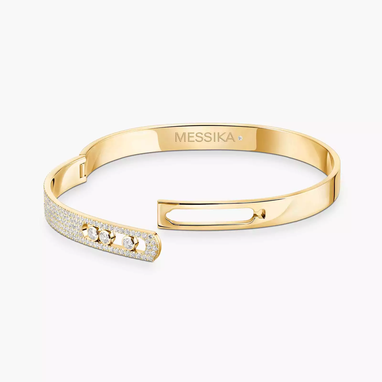 Move Noa Semi-Pavé Bangle Large Size Yellow Gold For Her Diamond Bracelet 13913-YG