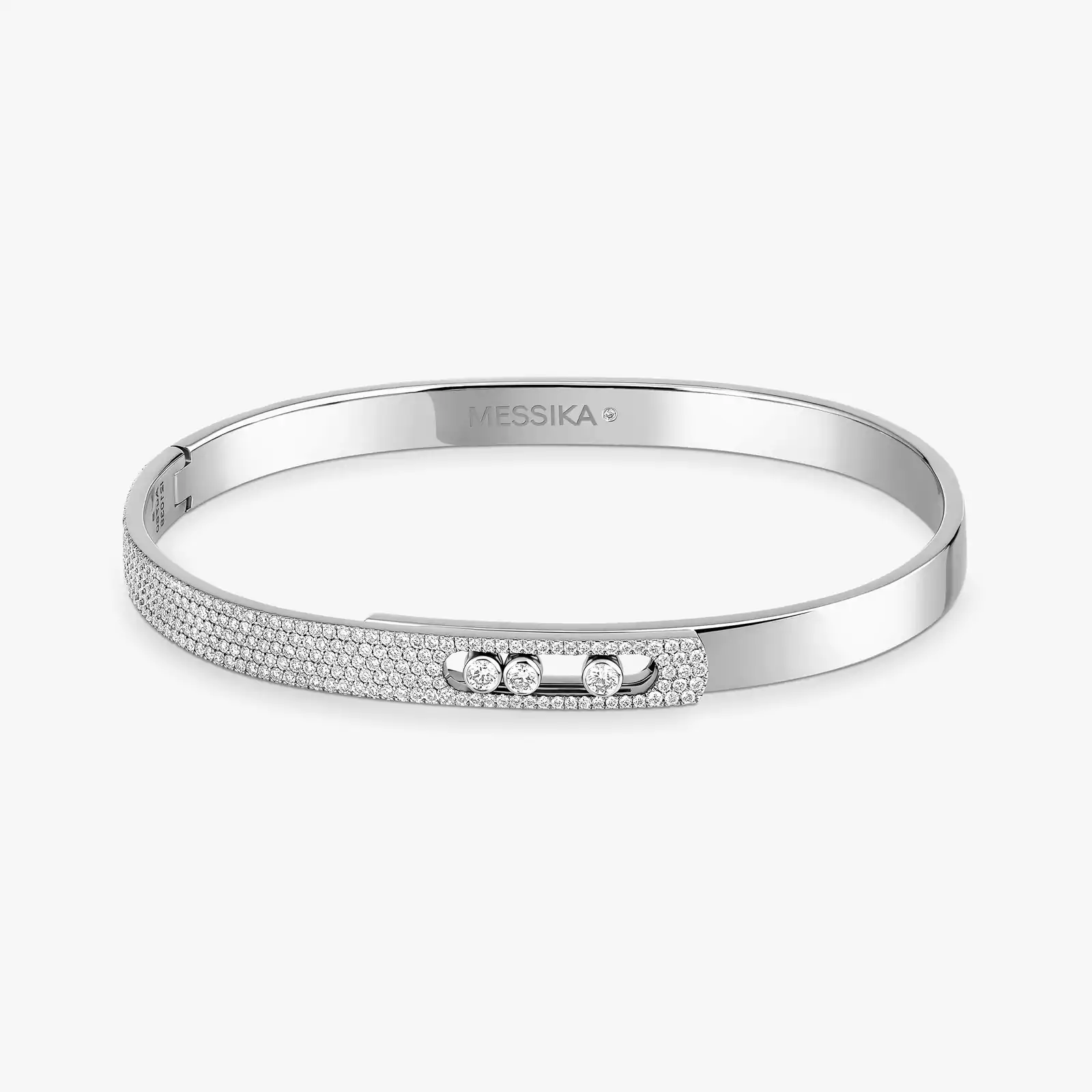 Bracelet Femme Or Blanc Diamant Bangle Move Noa PM Semi Pavé 10093-WG