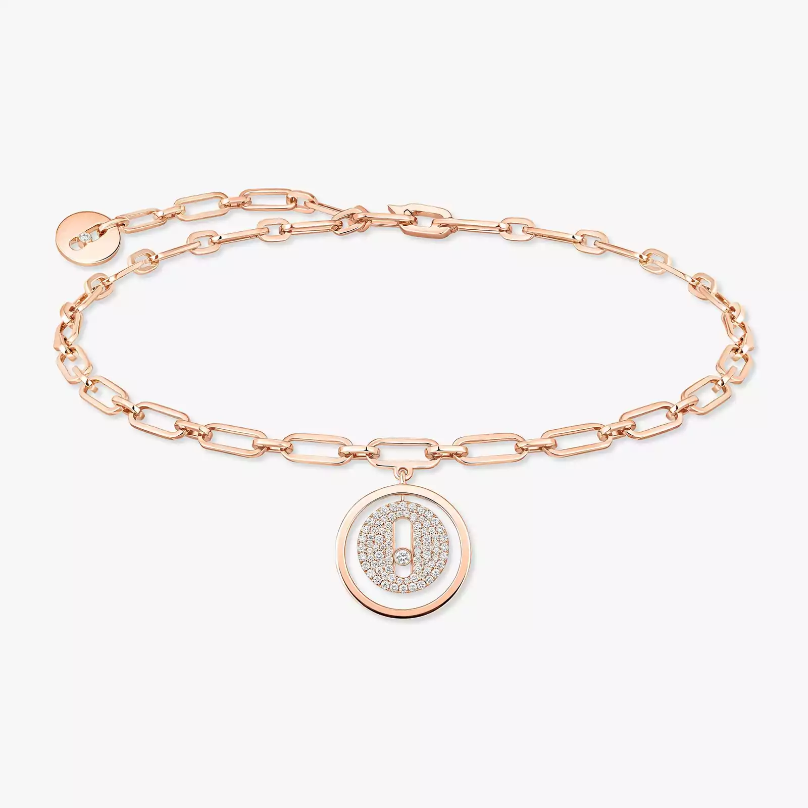 Lucky Move Diamond Pavé Ankle Bracelet Pink Gold For Her Diamond Bracelet 12151-PG