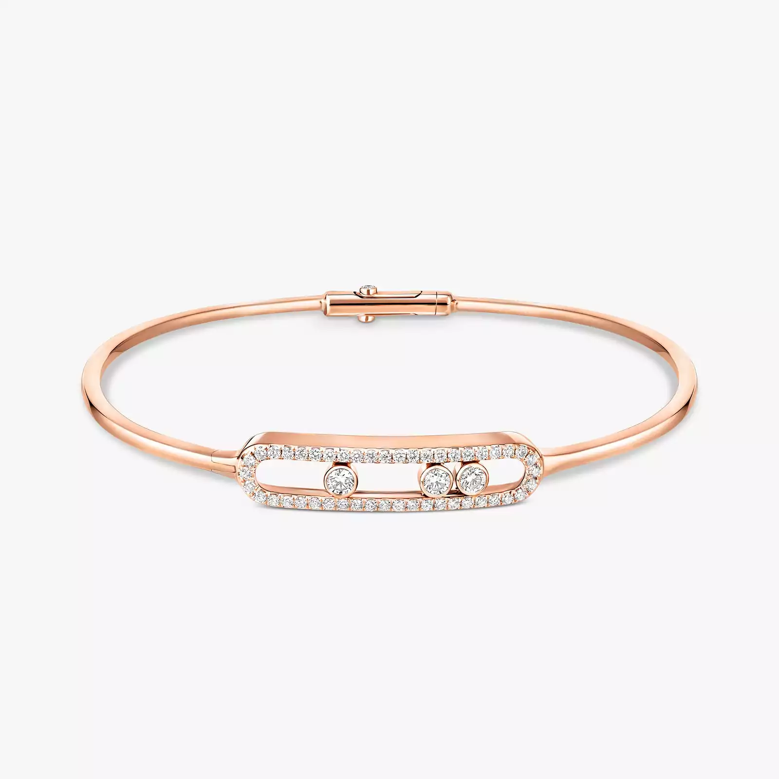 Bracelet Femme Or Rose Diamant Jonc Move Pavé 05032-PG