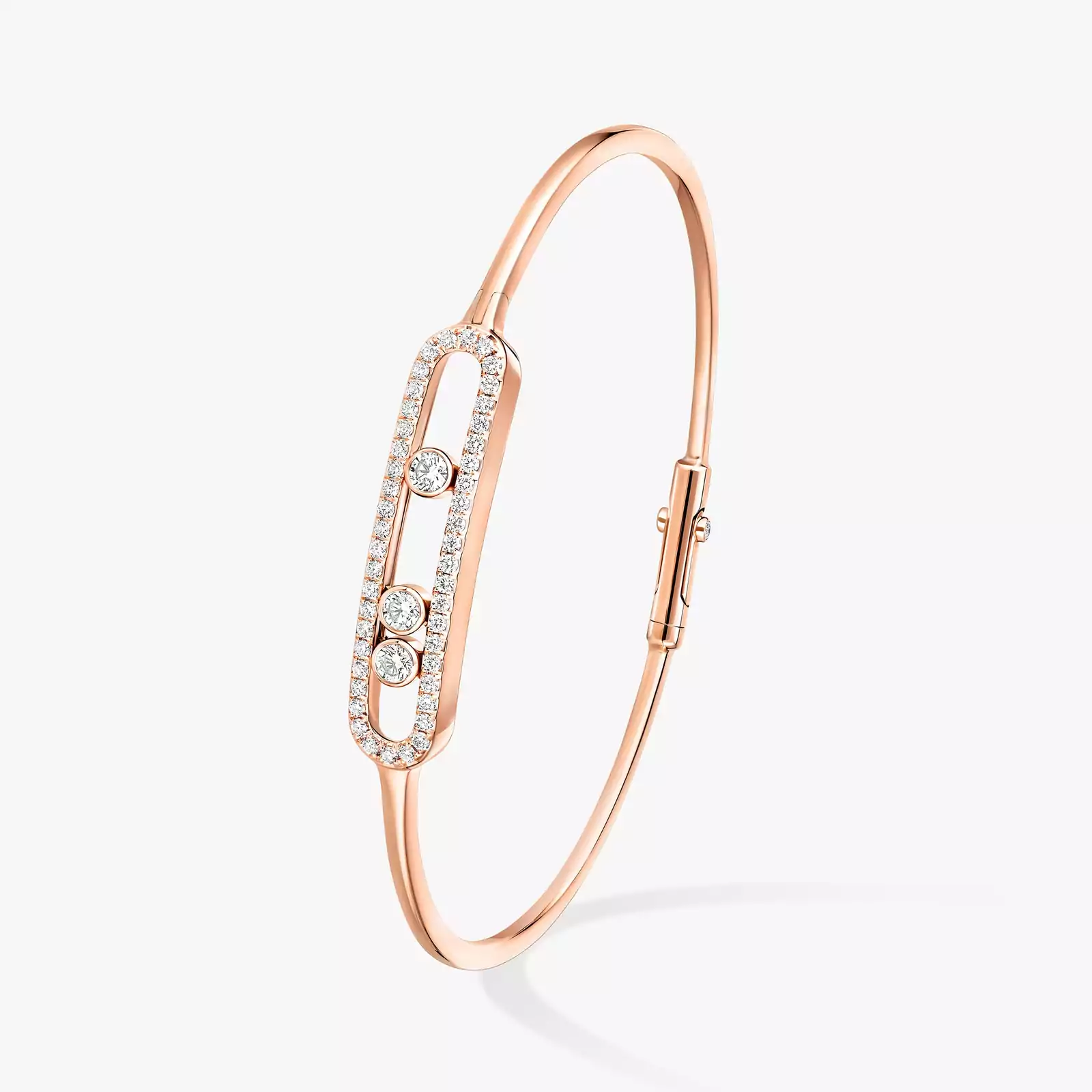 Bracelet Femme Or Rose Diamant Jonc Move Pavé 05032-PG