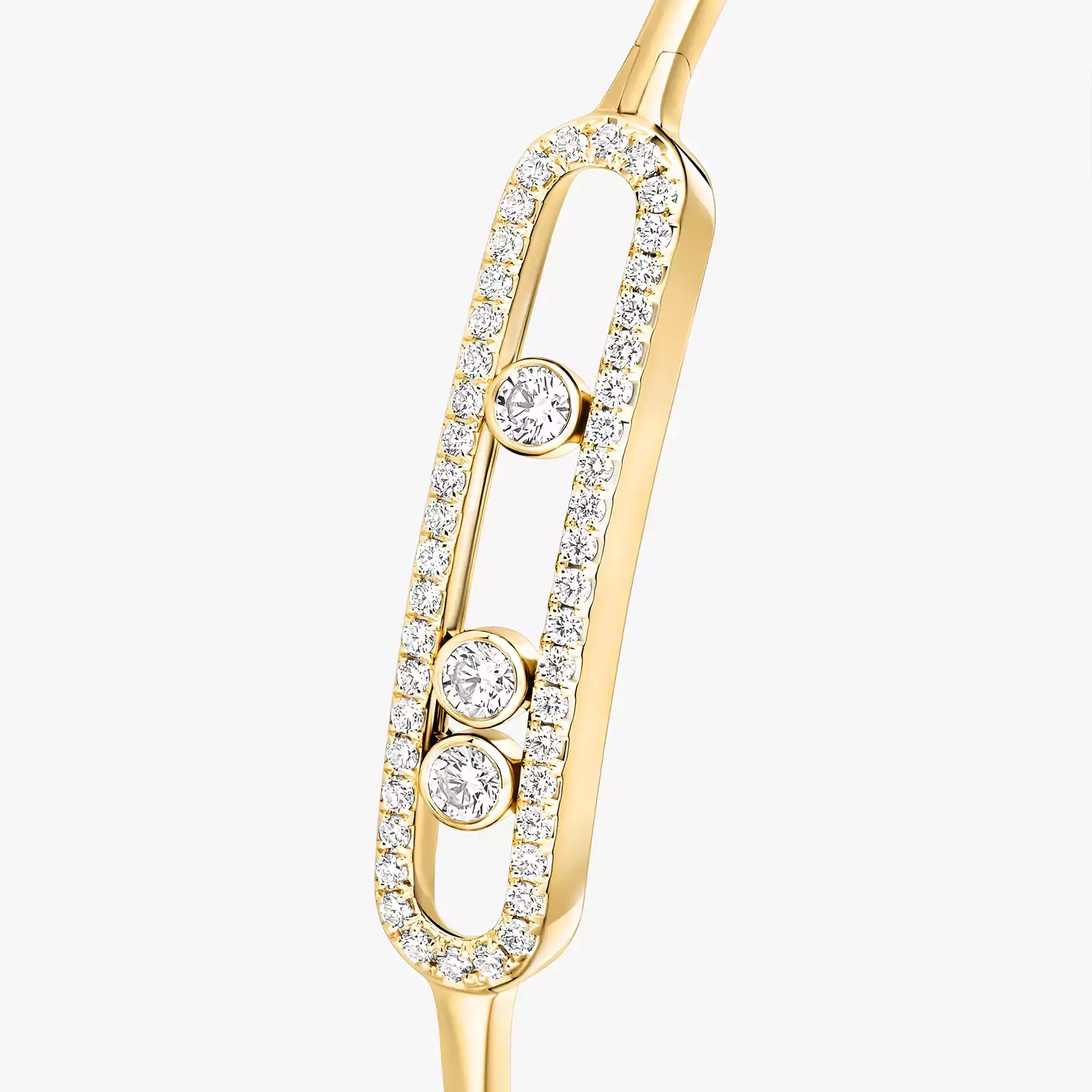 ル 年末のプロモーション ムーヴ》 イエローゴールド＆ダイヤモンド パヴェ バングル アクセサリー