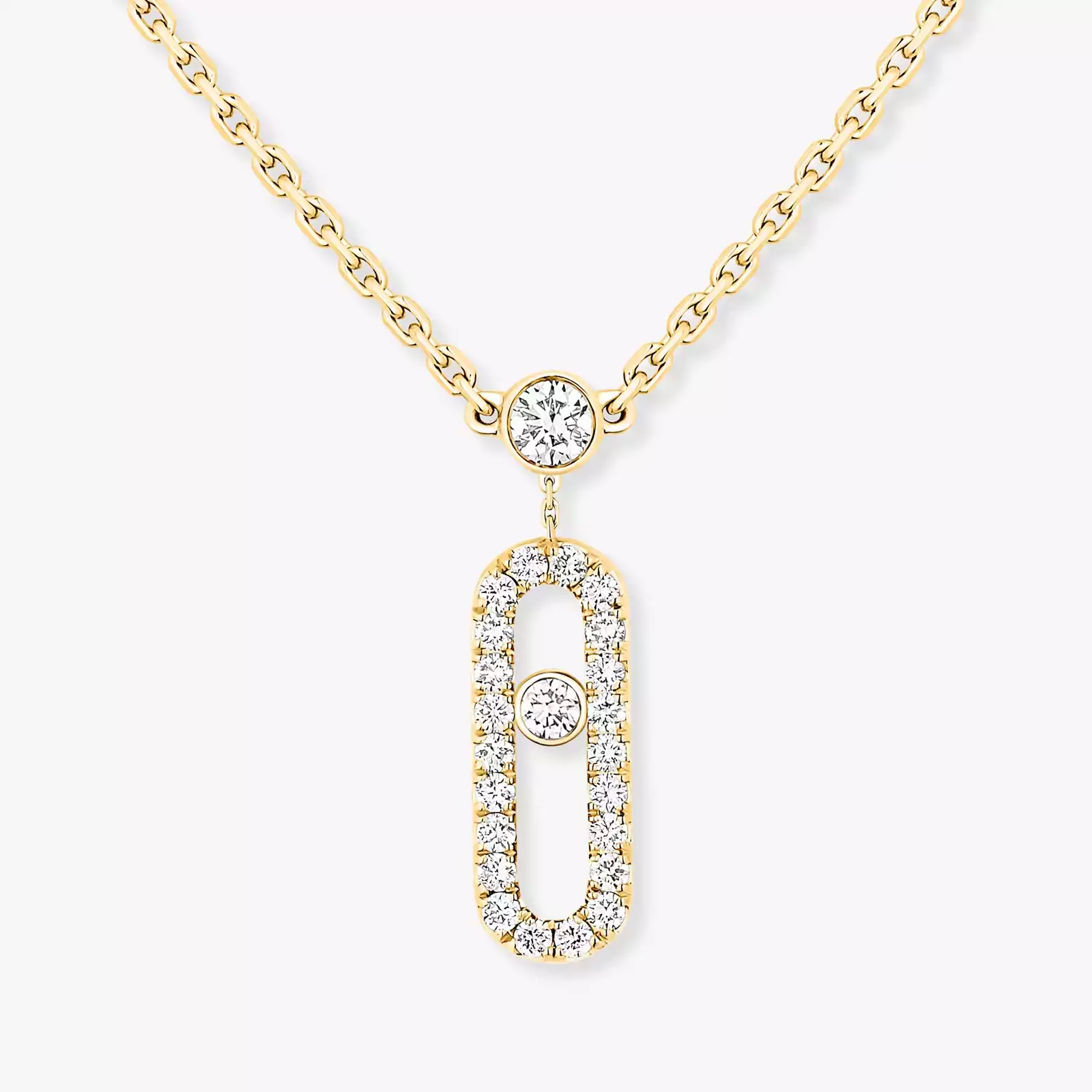 Move Uno 2 Rows Pavé  Yellow Gold For Her Diamond Necklace 07174-YG