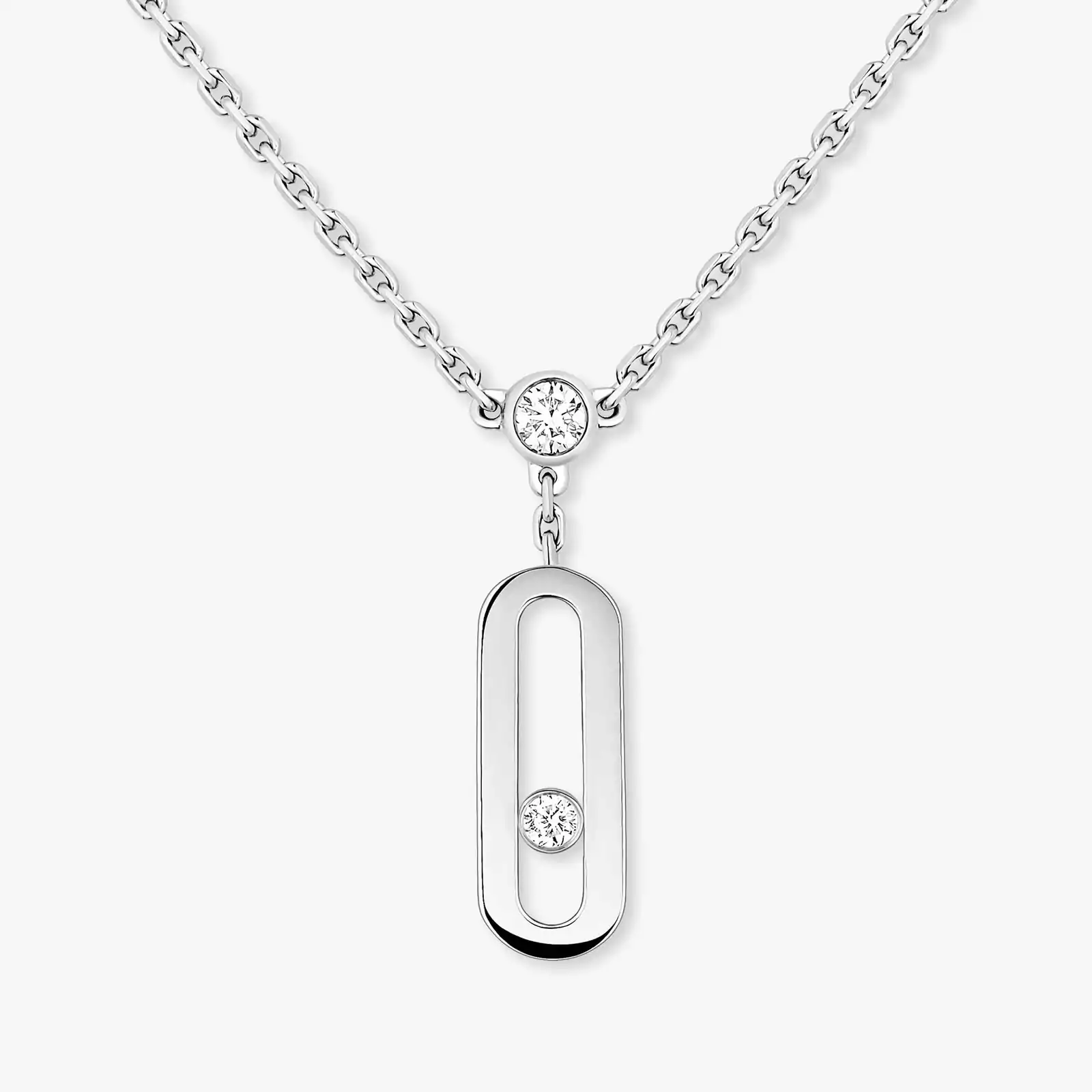 Move Uno 2 Rows  White Gold For Her Diamond Necklace 08852-WG