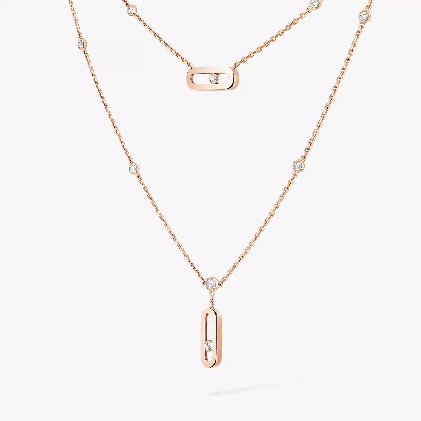 Collier Femme Or Rose Diamant Move Uno 2 Rangs  08852-PG