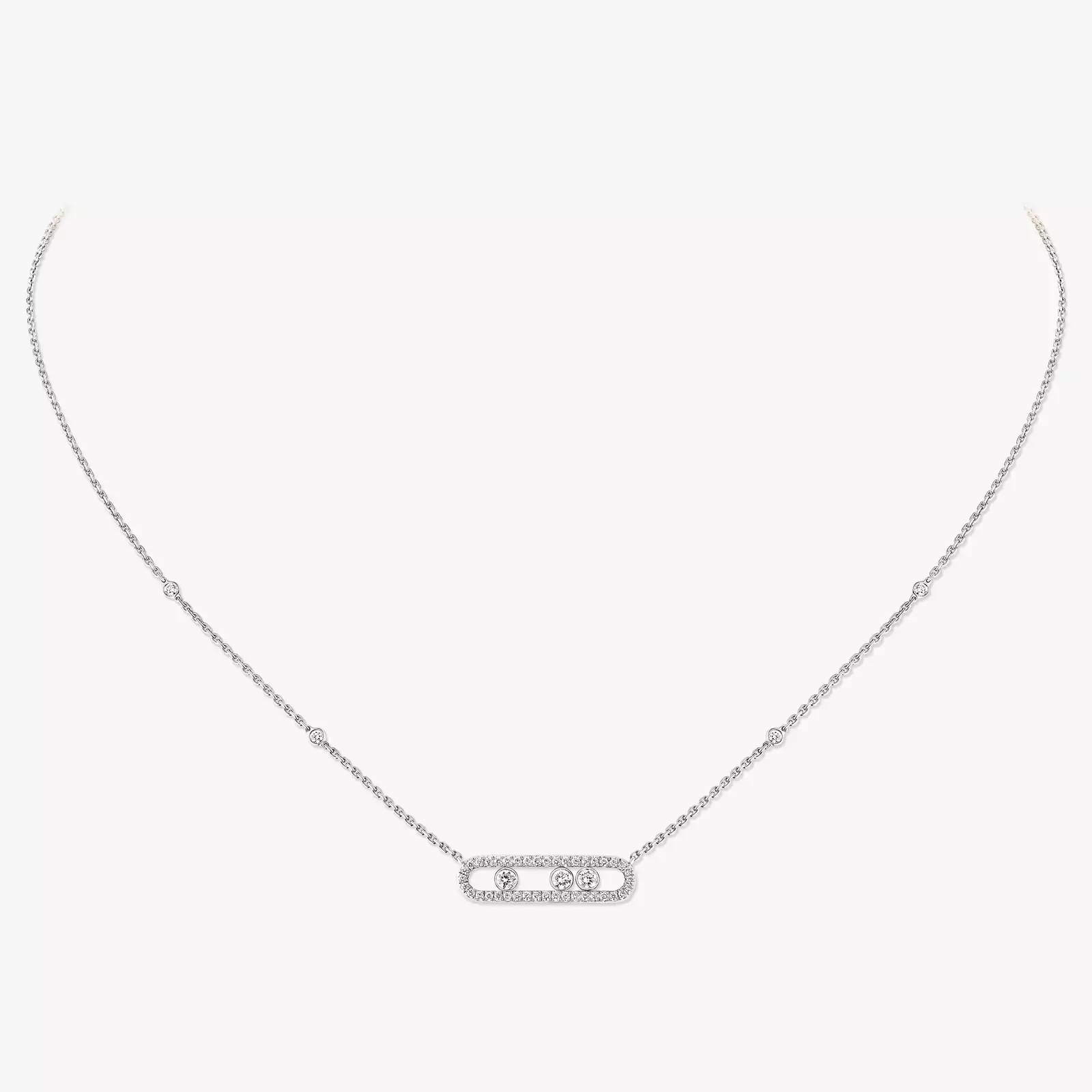 Collier Femme Or Blanc Diamant Baby Move Pavé 04322-WG