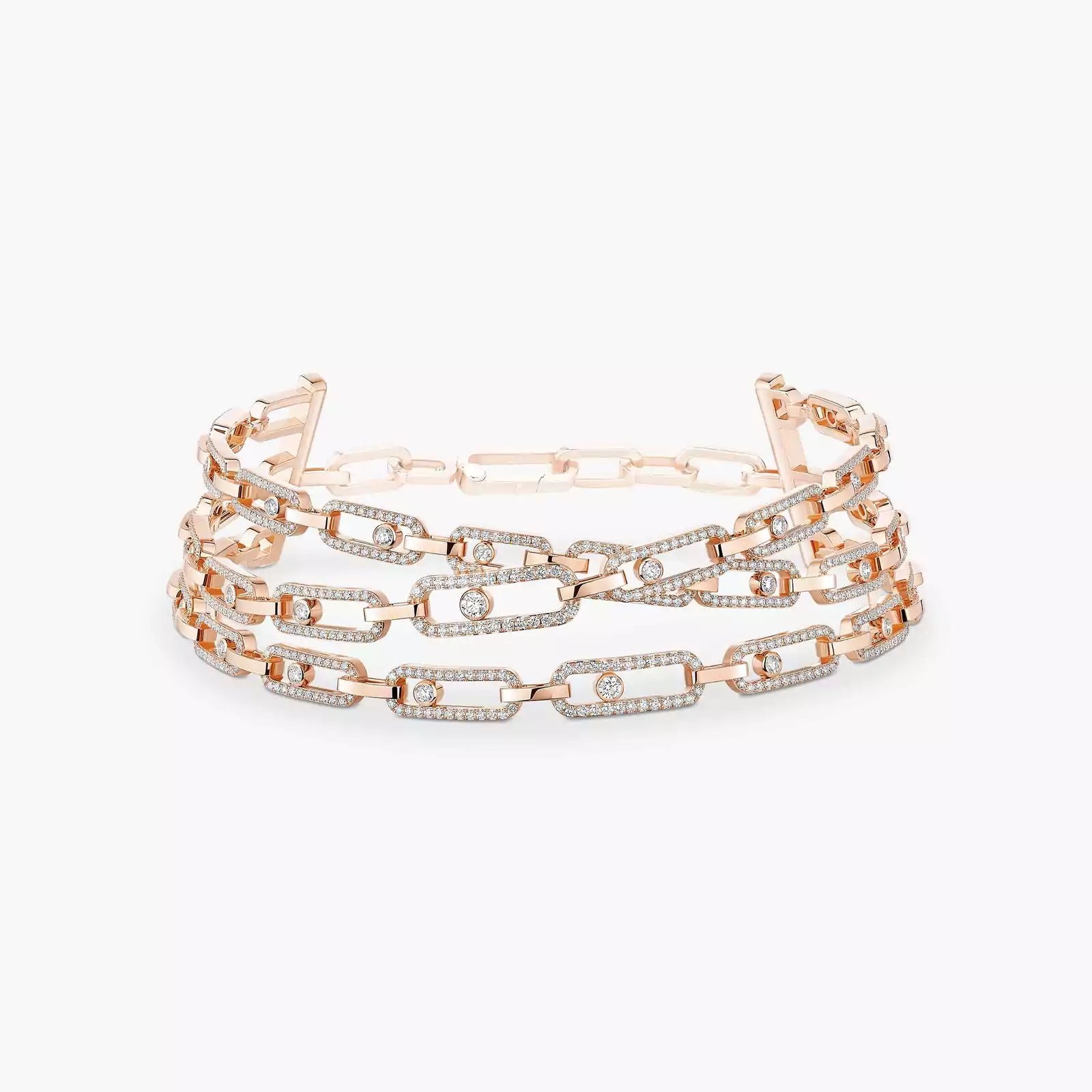 Necklace Mixed Pink Gold Diamond Move Link 3-row 14437-PG