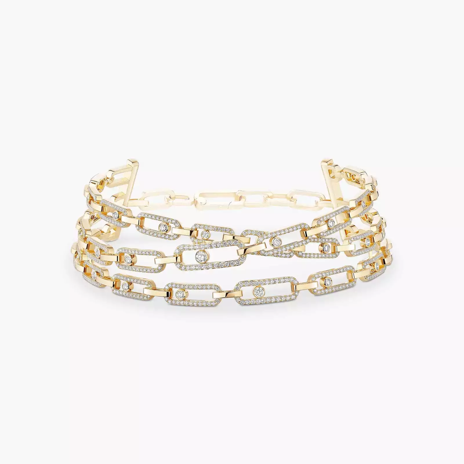 Collier Mixte Or Jaune Diamant Move Link 3 rangs 14437-YG