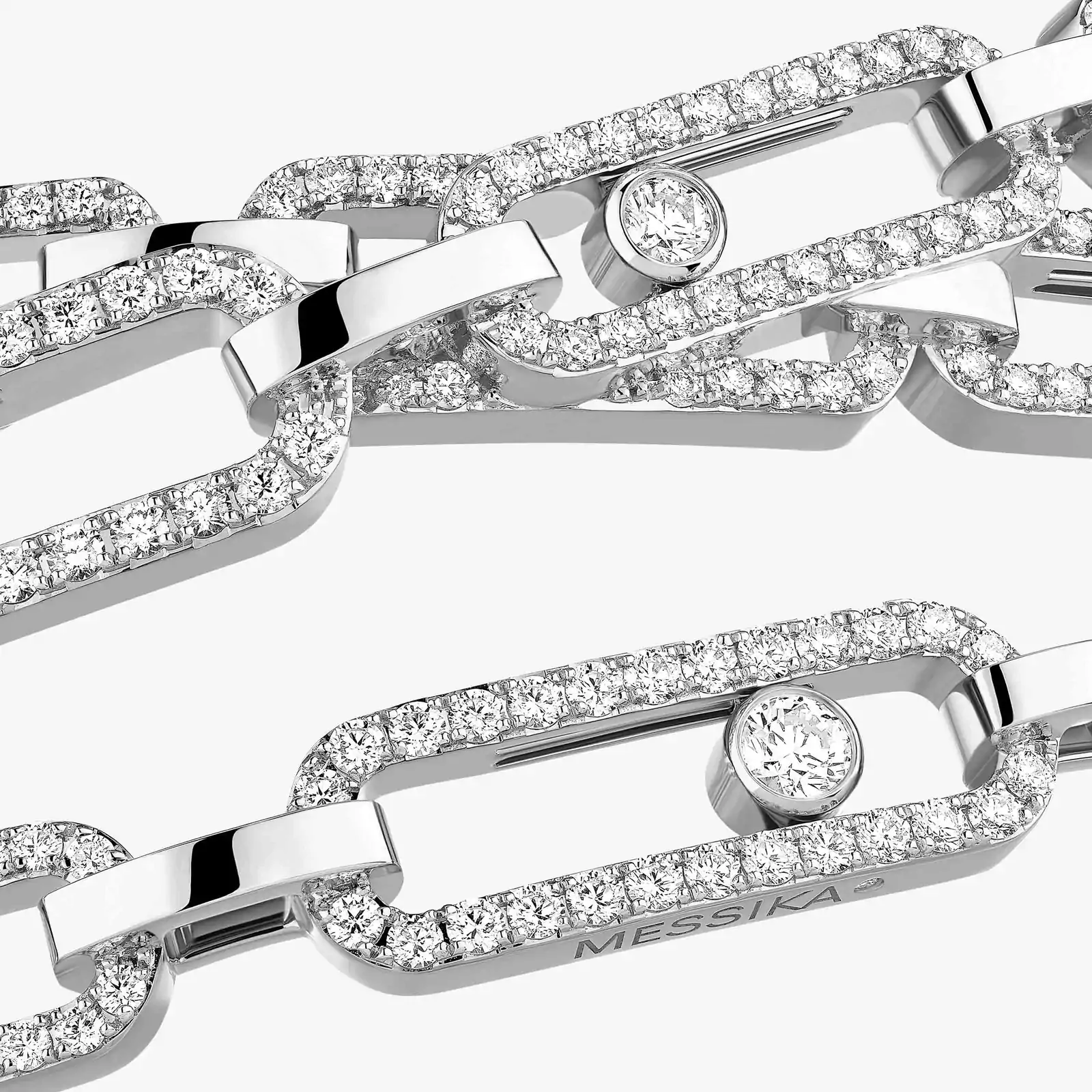 Collier Mixte Or Blanc Diamant Move Link 3 rangs 14437-WG