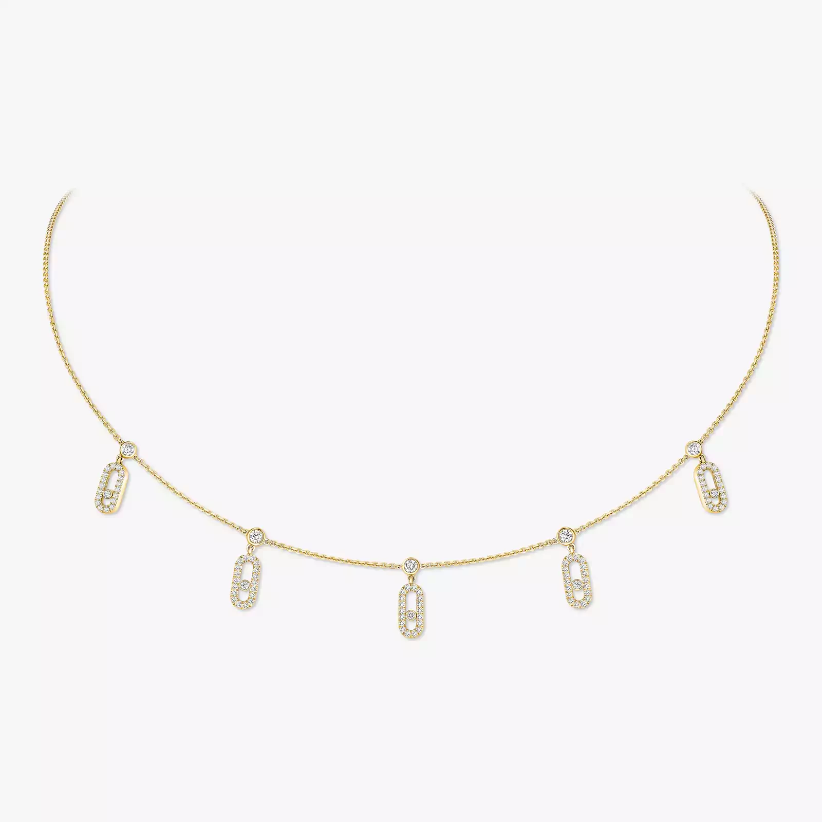 Move Uno Pavé Drop Pendant Choker Yellow Gold For Her Diamond Necklace 12150-YG