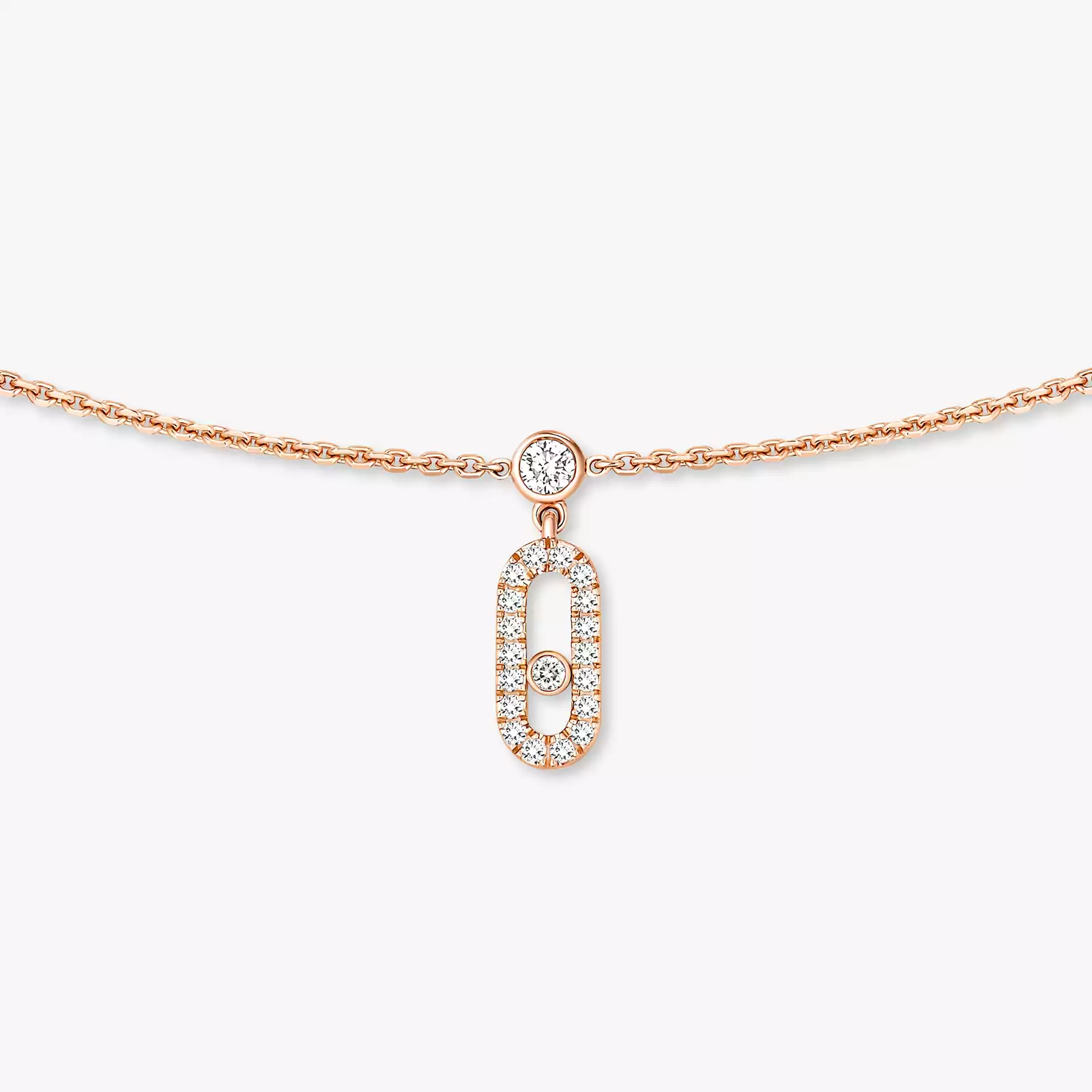 Collier Femme Or Rose Diamant Choker Move Uno Pampille Pavé 12150-PG