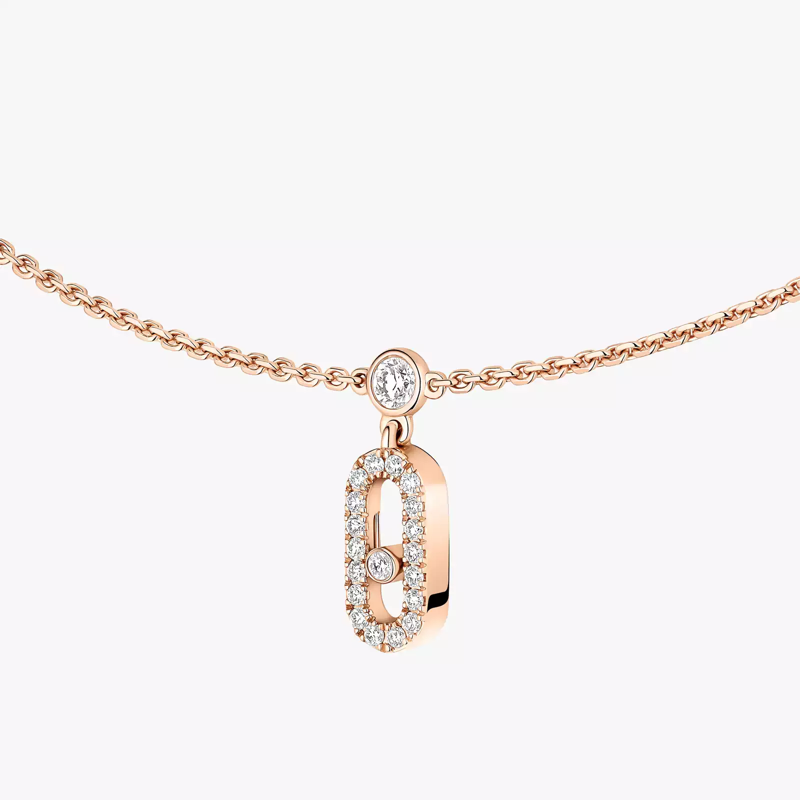 Collier Femme Or Rose Diamant Choker Move Uno Pampille Pavé 12150-PG
