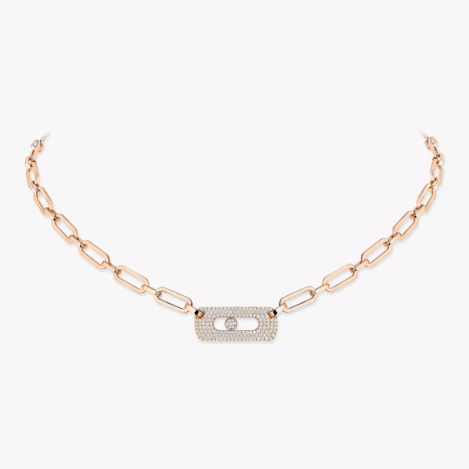 Move Link Necklace Pink Gold For Her Necklace 12095-PG