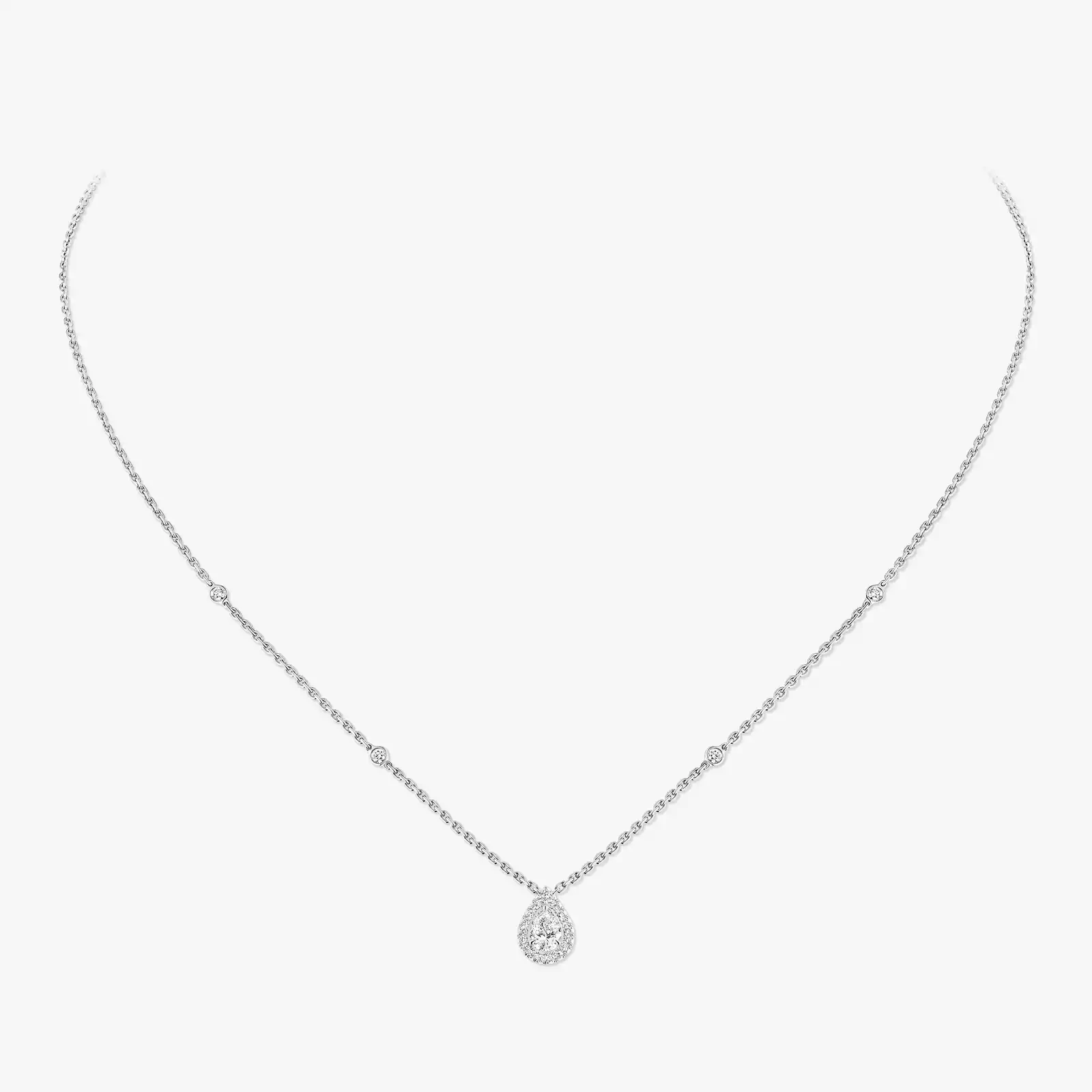 Collier Femme Or Blanc Diamant Joy Diamant Poire 0,25ct 05224-WG