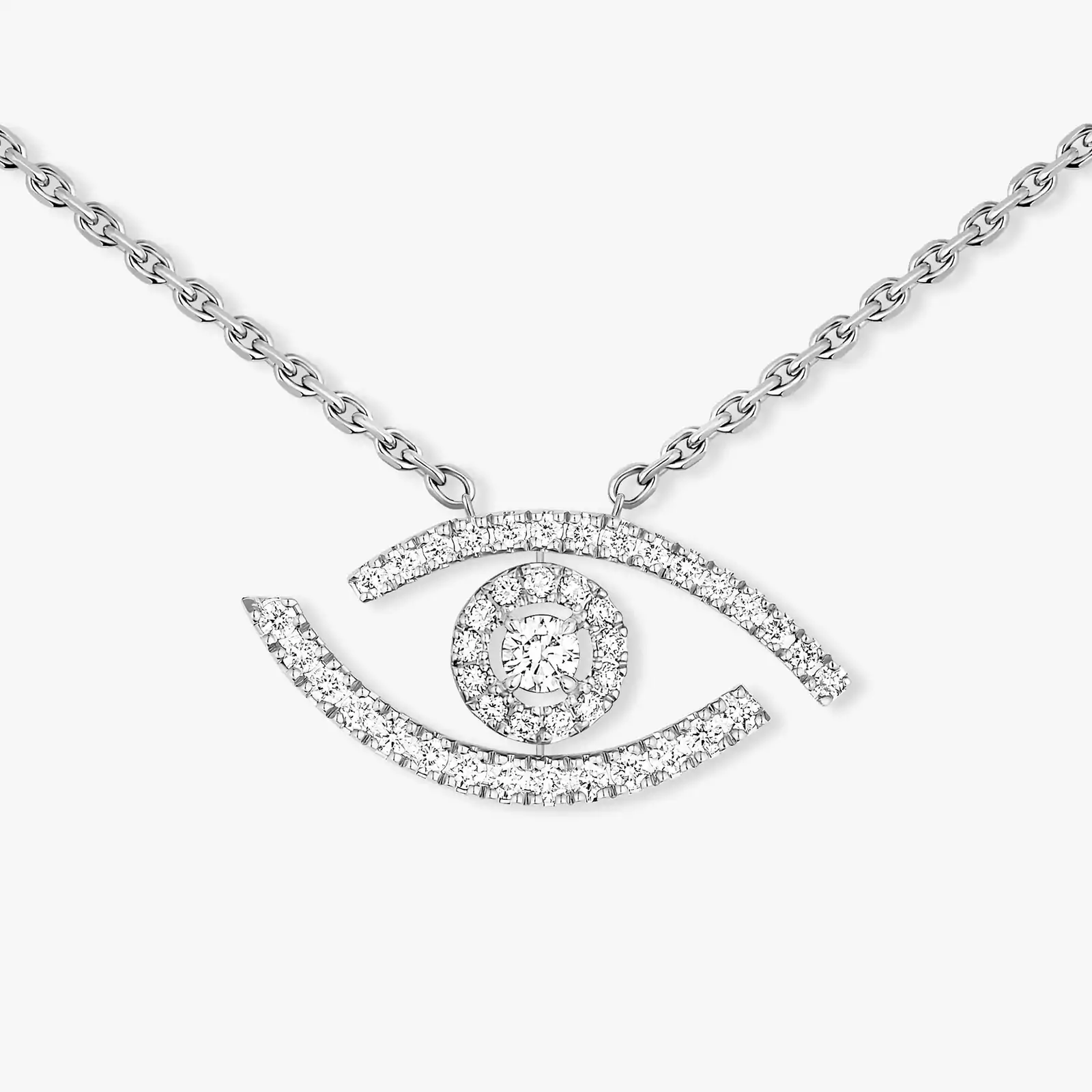 قلادة امرأة ذهب أبيض الماس قلادة Lucky Eye المرصعة 07525-WG
