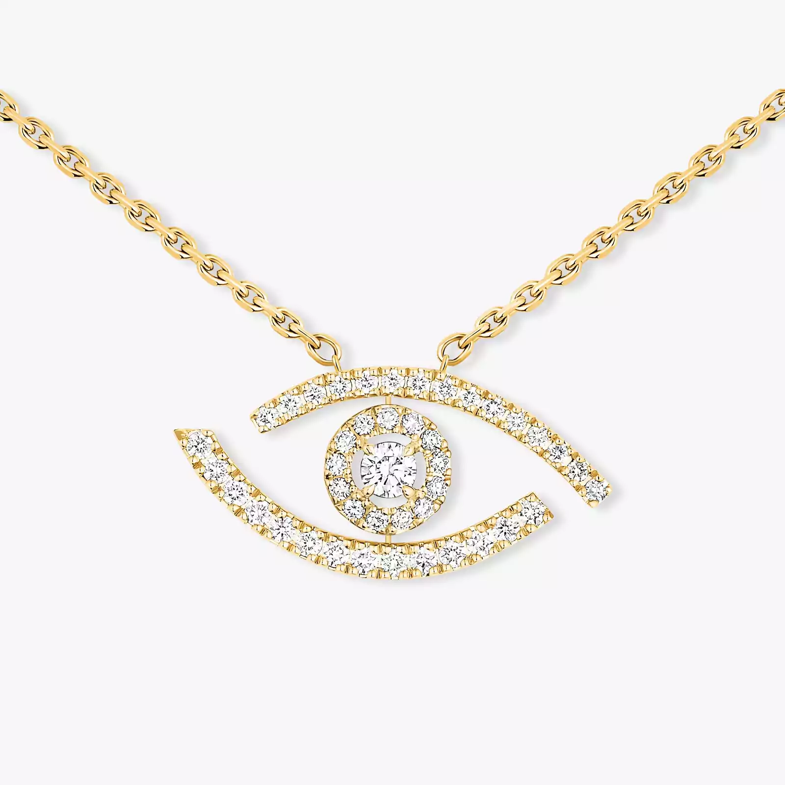 Necklace Femme Yellow Gold Diamond Lucky Eye Pavé 07525-YG