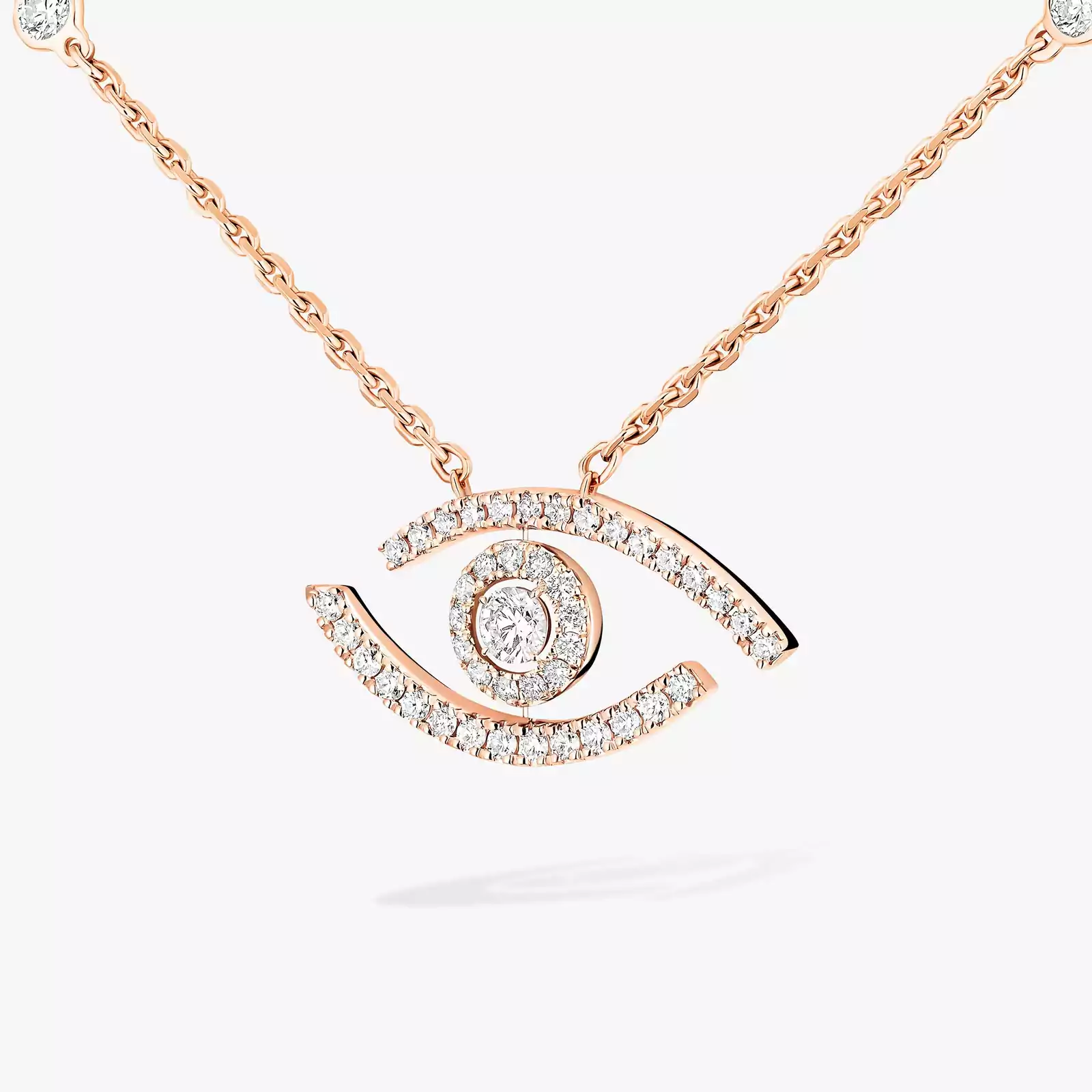 Necklace Femme Pink Gold Diamond Lucky Eye Pavé 07525-PG