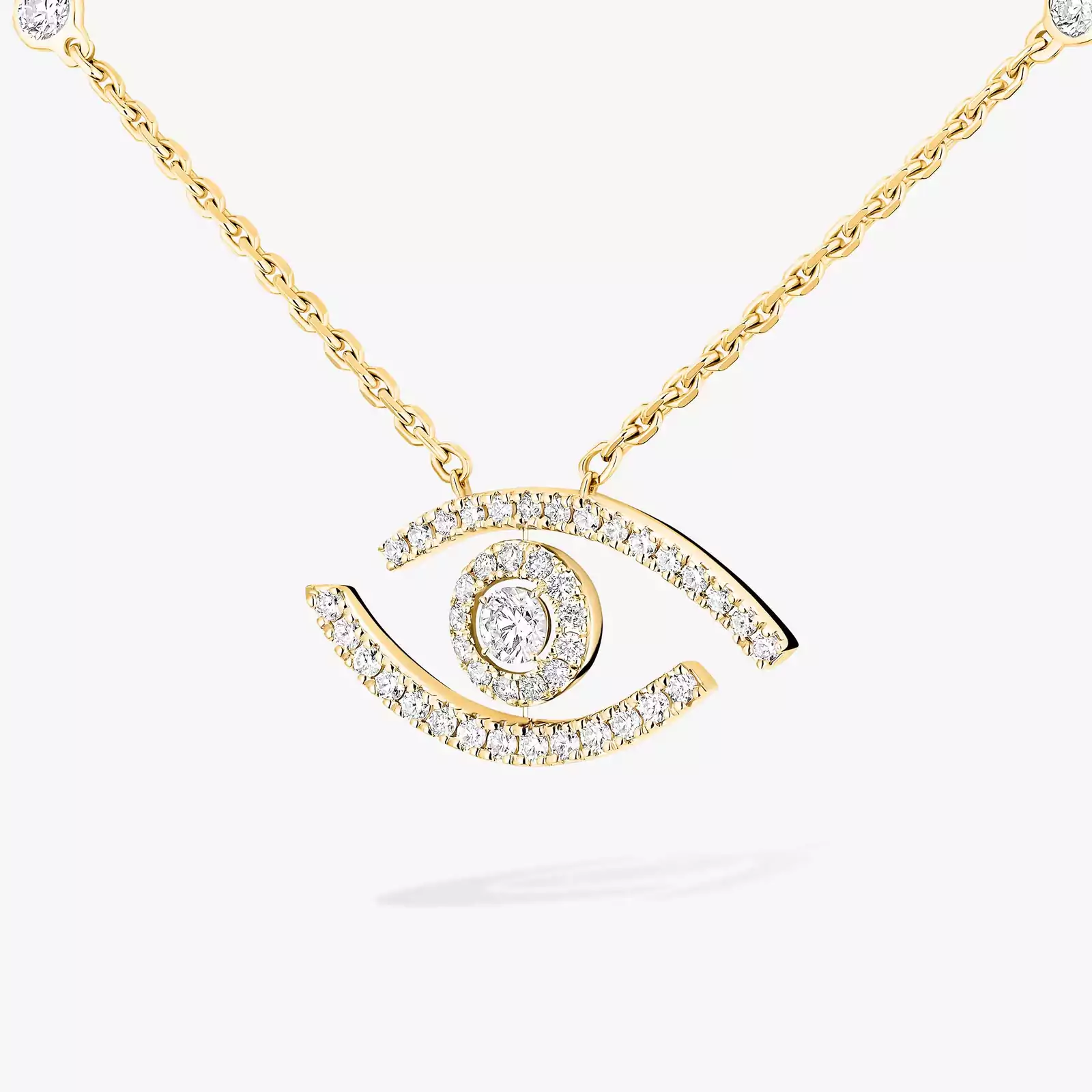 Necklace Femme Yellow Gold Diamond Lucky Eye Pavé 07525-YG