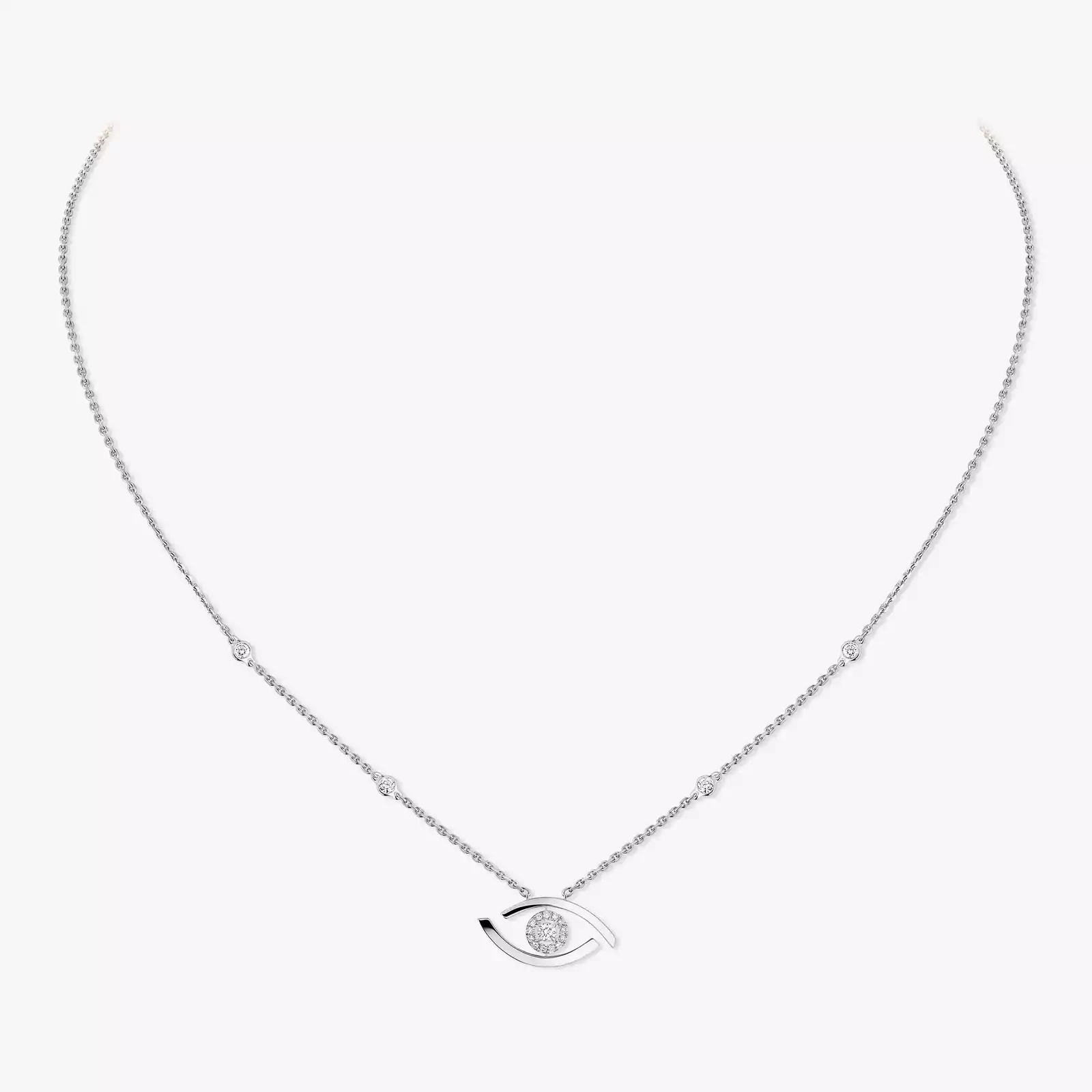 Necklace Femme White Gold Diamond Lucky Eye 07524-WG