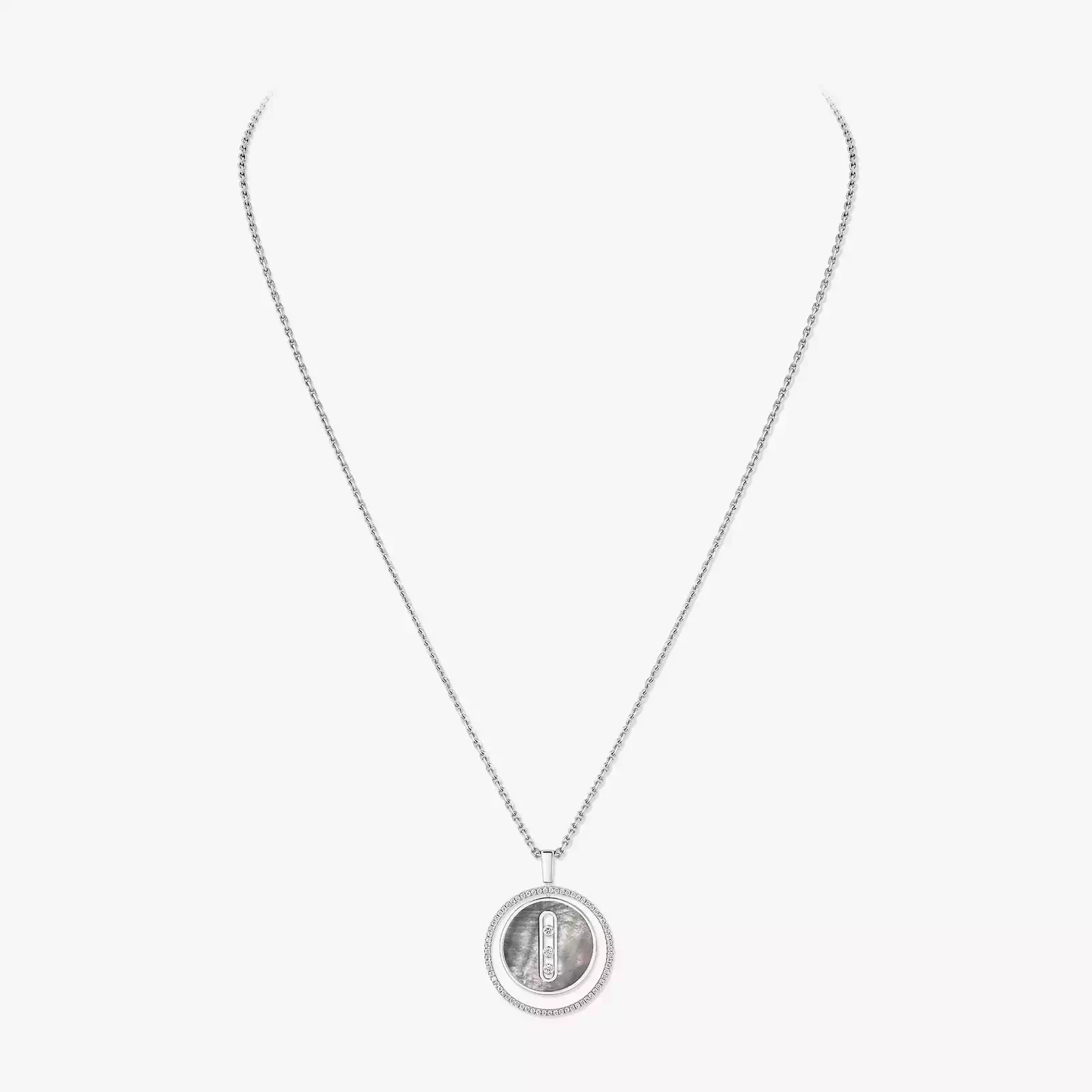 Necklace For Her White Gold Diamond Grey mother-of-pearl Lucky Move MM 10837-WG