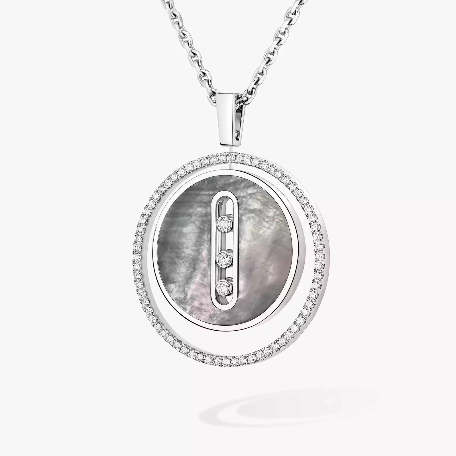 Necklace For Her White Gold Diamond Grey mother-of-pearl Lucky Move MM 10837-WG