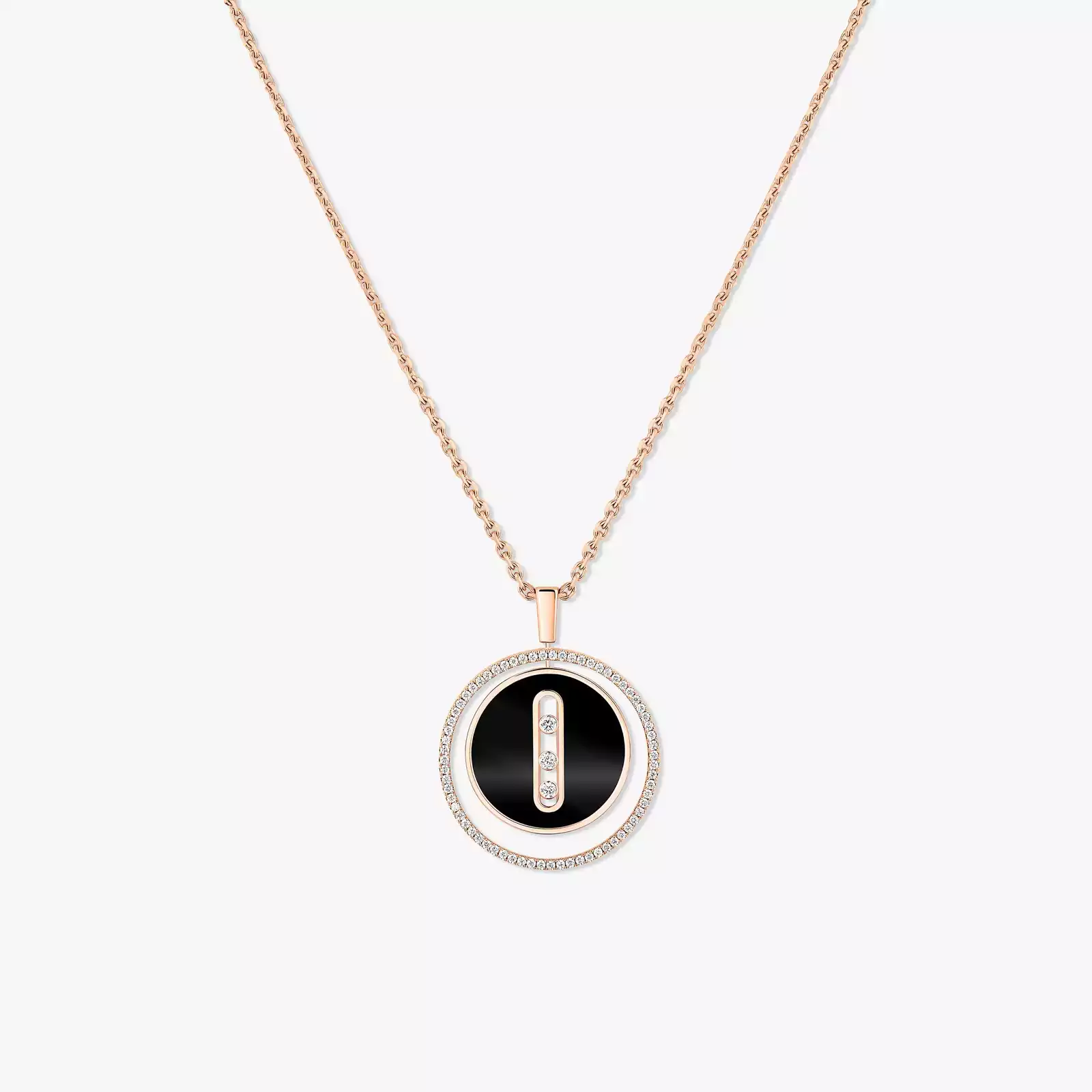 Collier Femme Or Rose Diamant Lucky Move MM Onyx Or Rose 10838-PG