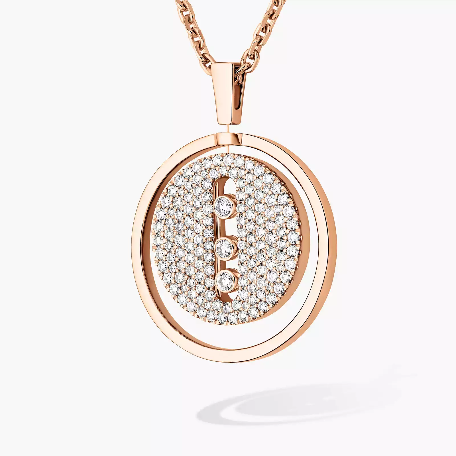 Collier Femme Or Rose Diamant Lucky Move MM Pavé 07395-PG