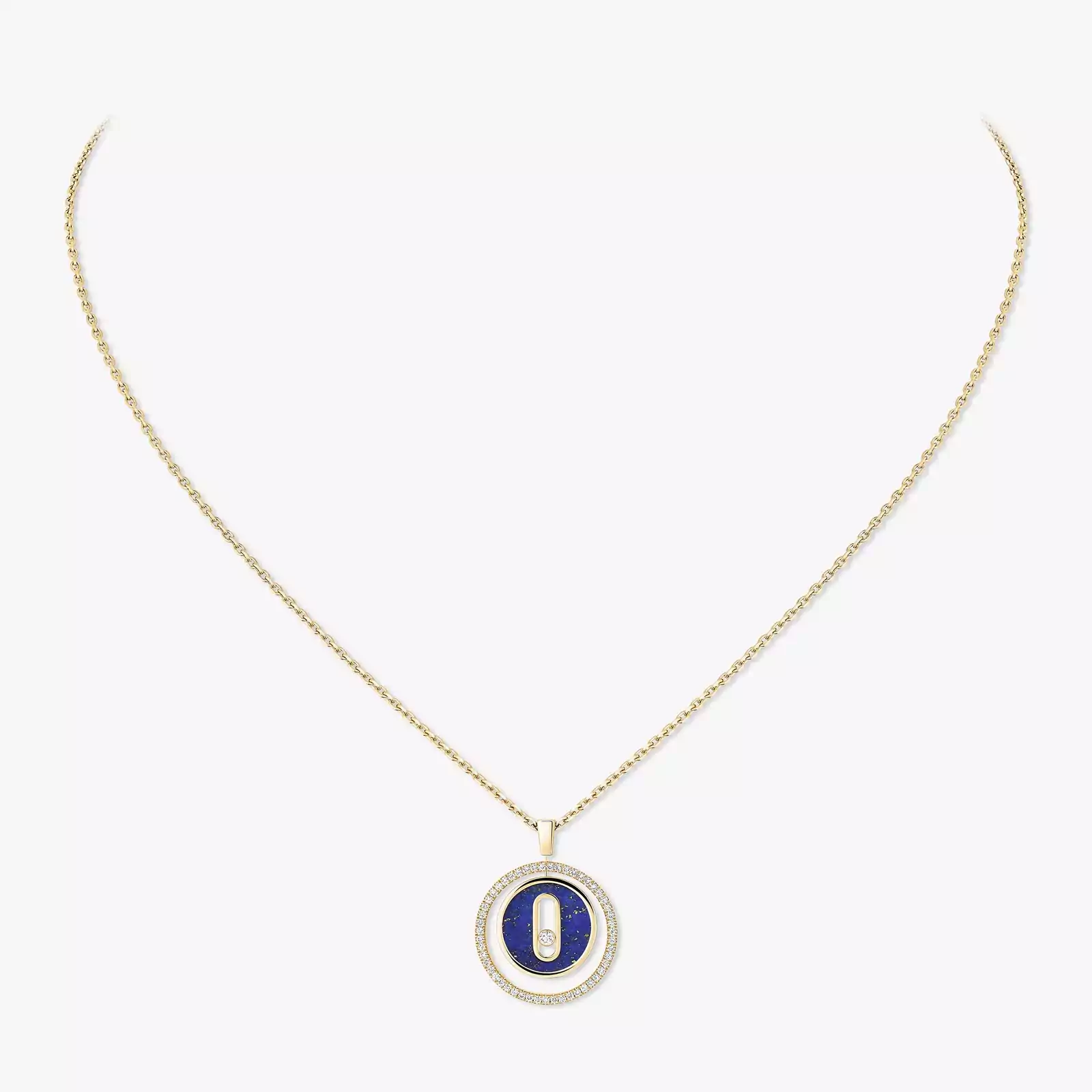 Necklace Femme Yellow Gold Diamond Lucky Move SM Lapis Lazuli Necklace 11978-YG
