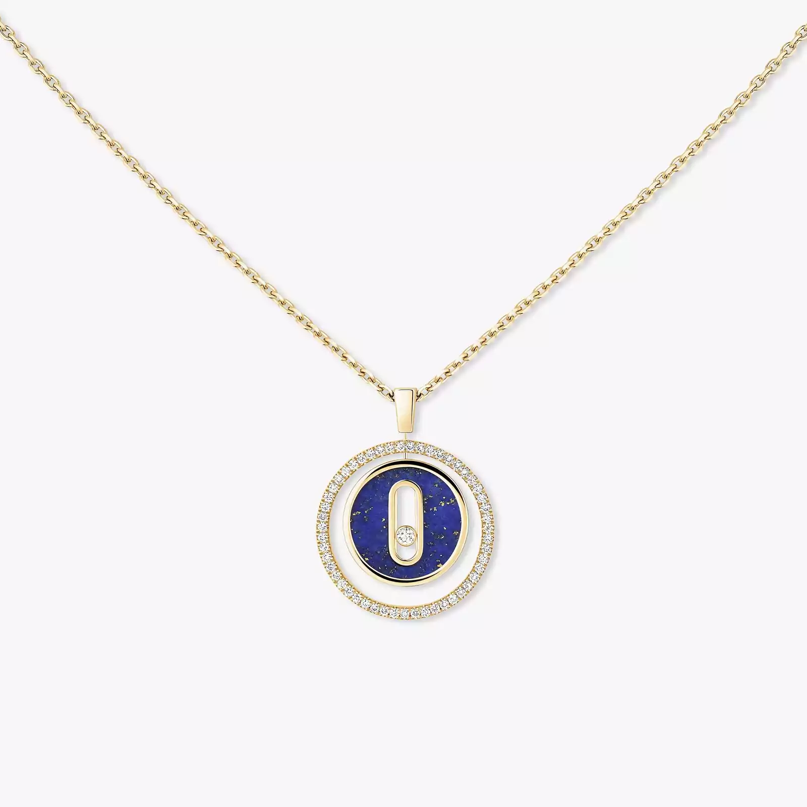 Necklace Femme Yellow Gold Diamond Lucky Move SM Lapis Lazuli Necklace 11978-YG