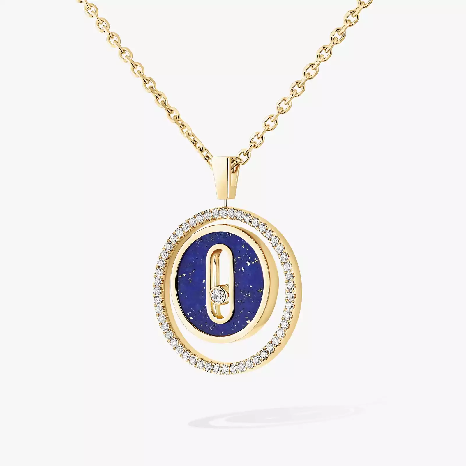 Necklace For Her Yellow Gold Diamond Lucky Move SM Lapis Lazuli Necklace 11978-YG