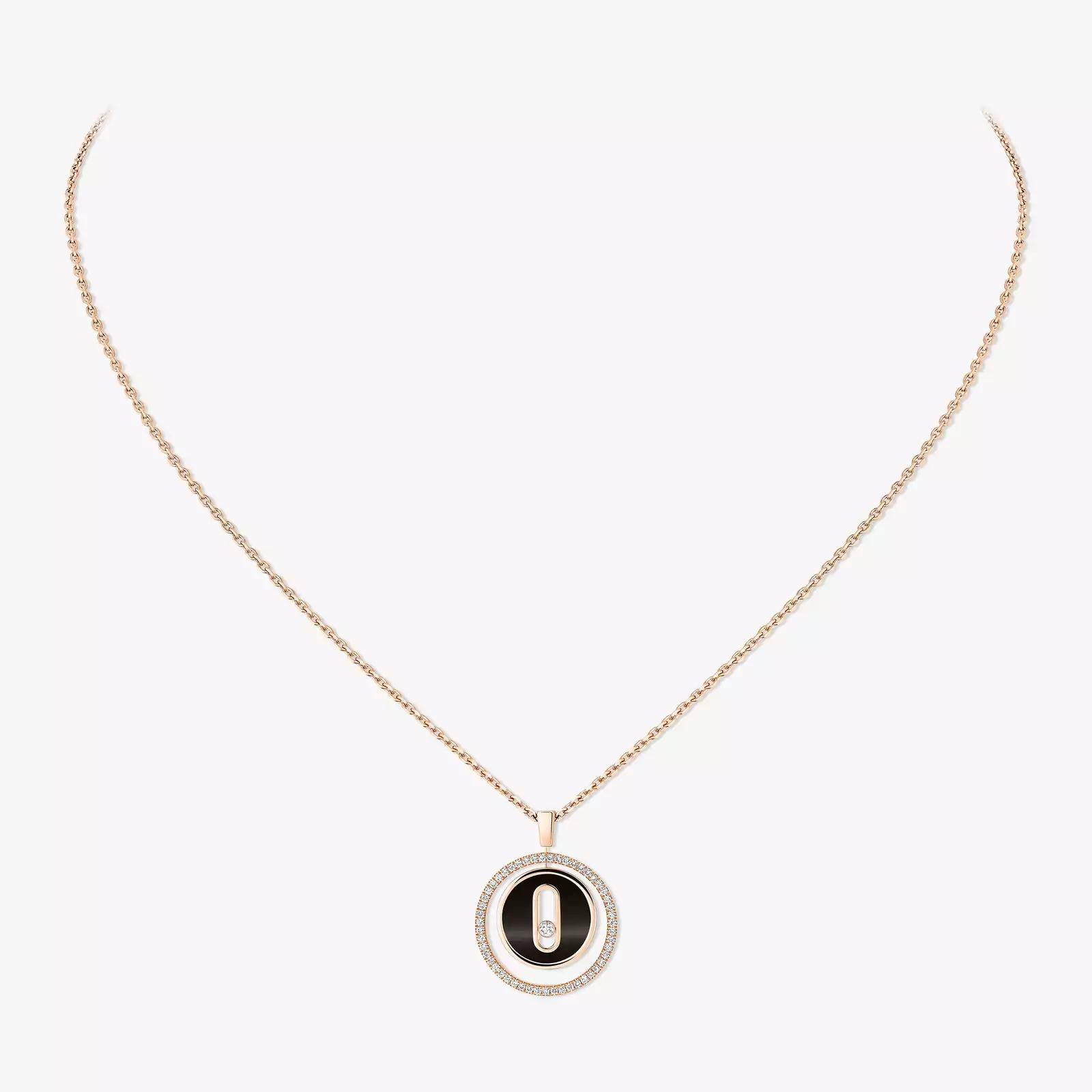 Necklace Femme Pink Gold Diamond Lucky Move SM Onyx Necklace 12317-PG