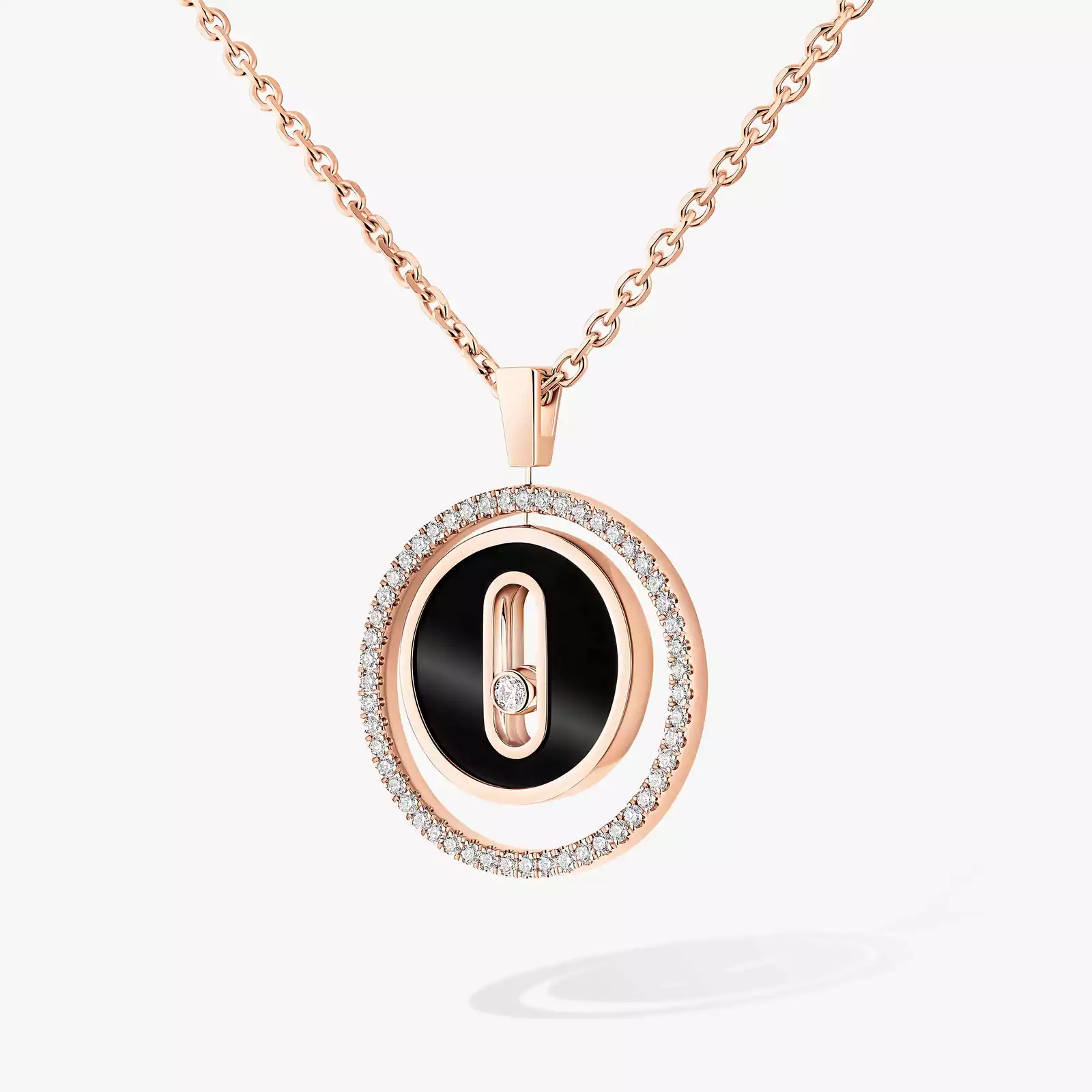 Necklace Femme Pink Gold Diamond Lucky Move SM Onyx Necklace 12317-PG
