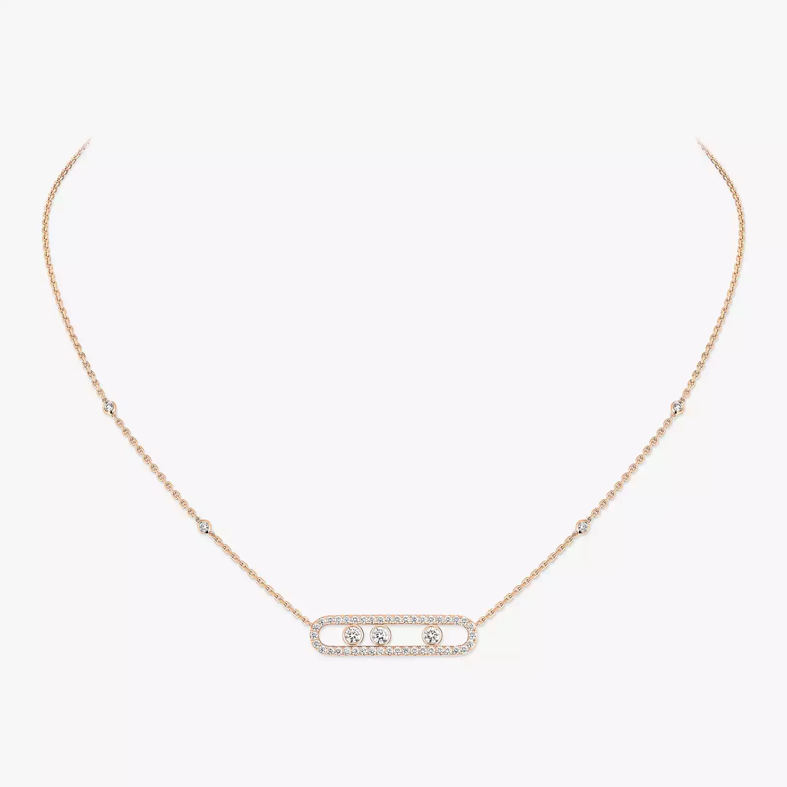 Collier Femme Or Rose Diamant Move Pavé 03994-PG