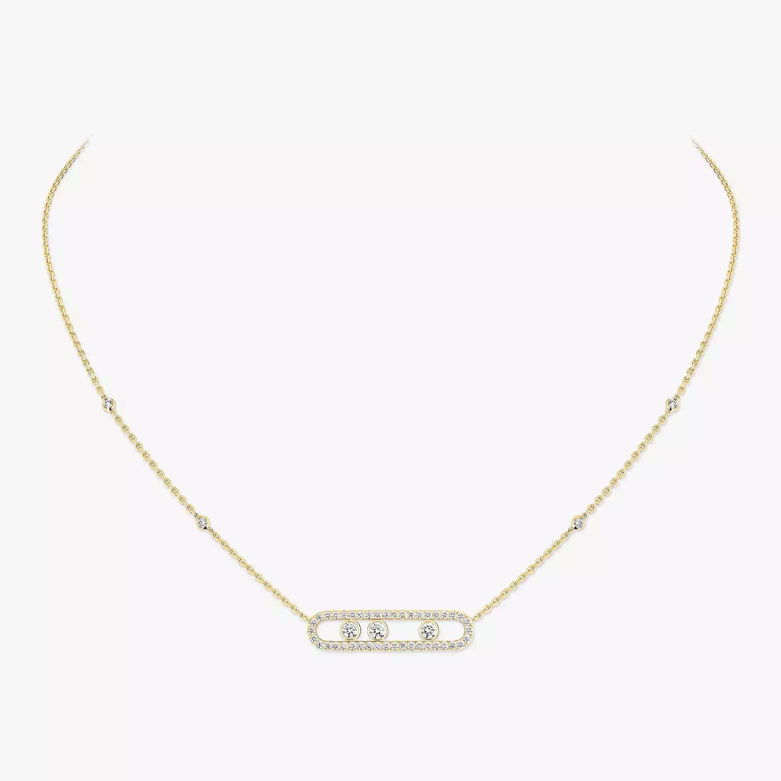 Collier Femme Or Jaune Diamant Move Pavé 03994-YG