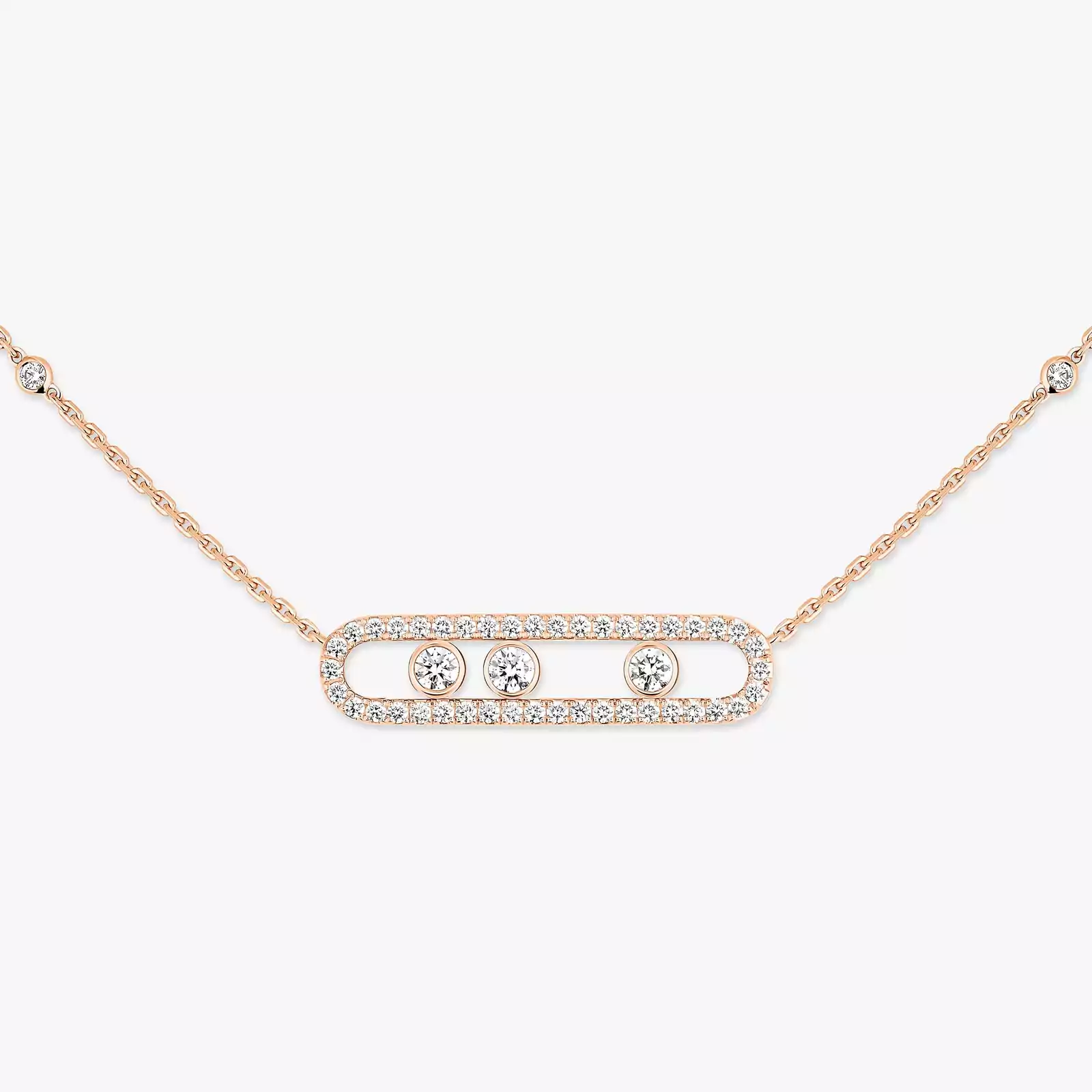 Collier Femme Or Rose Diamant Move Pavé 03994-PG