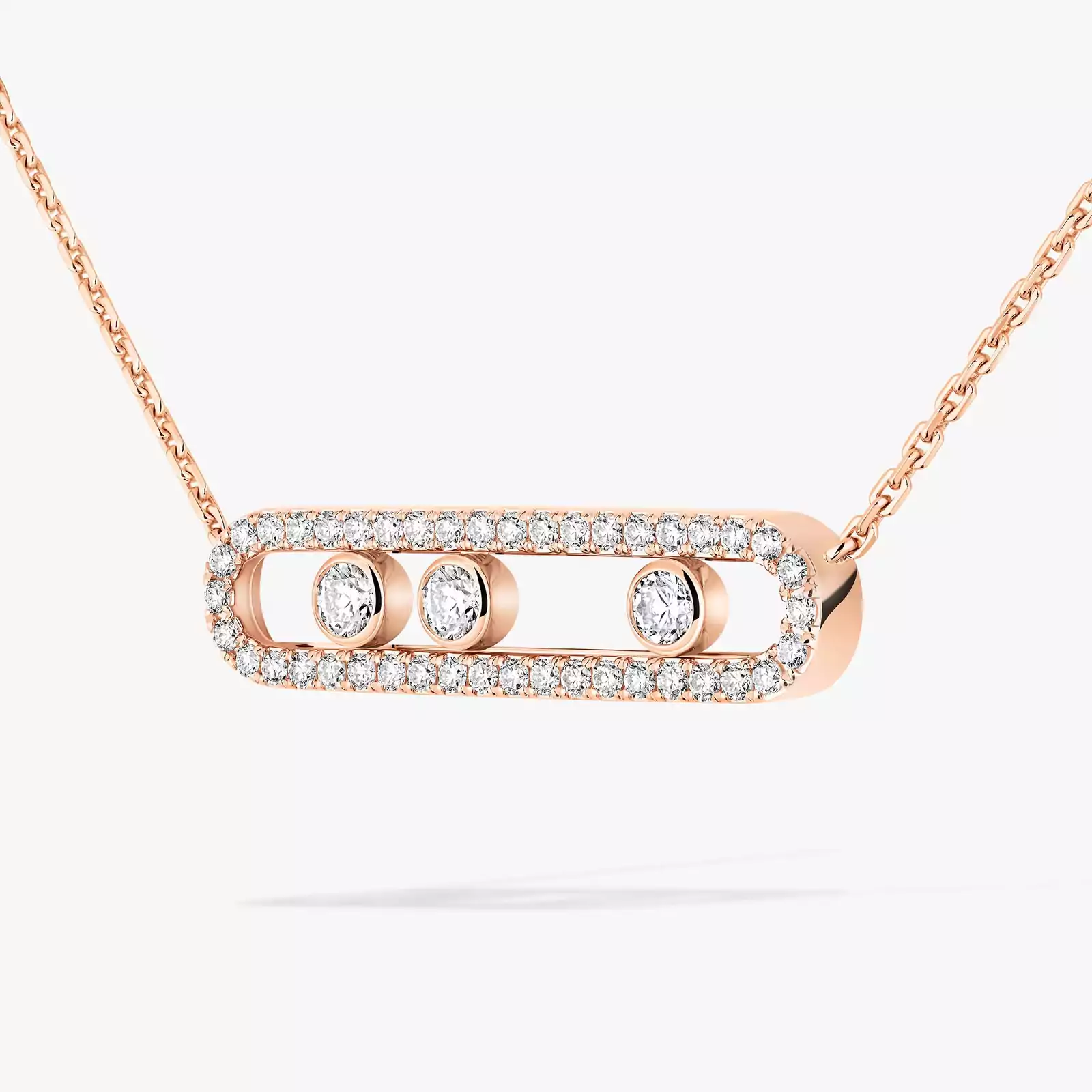 Collier Femme Or Rose Diamant Move Pavé 03994-PG