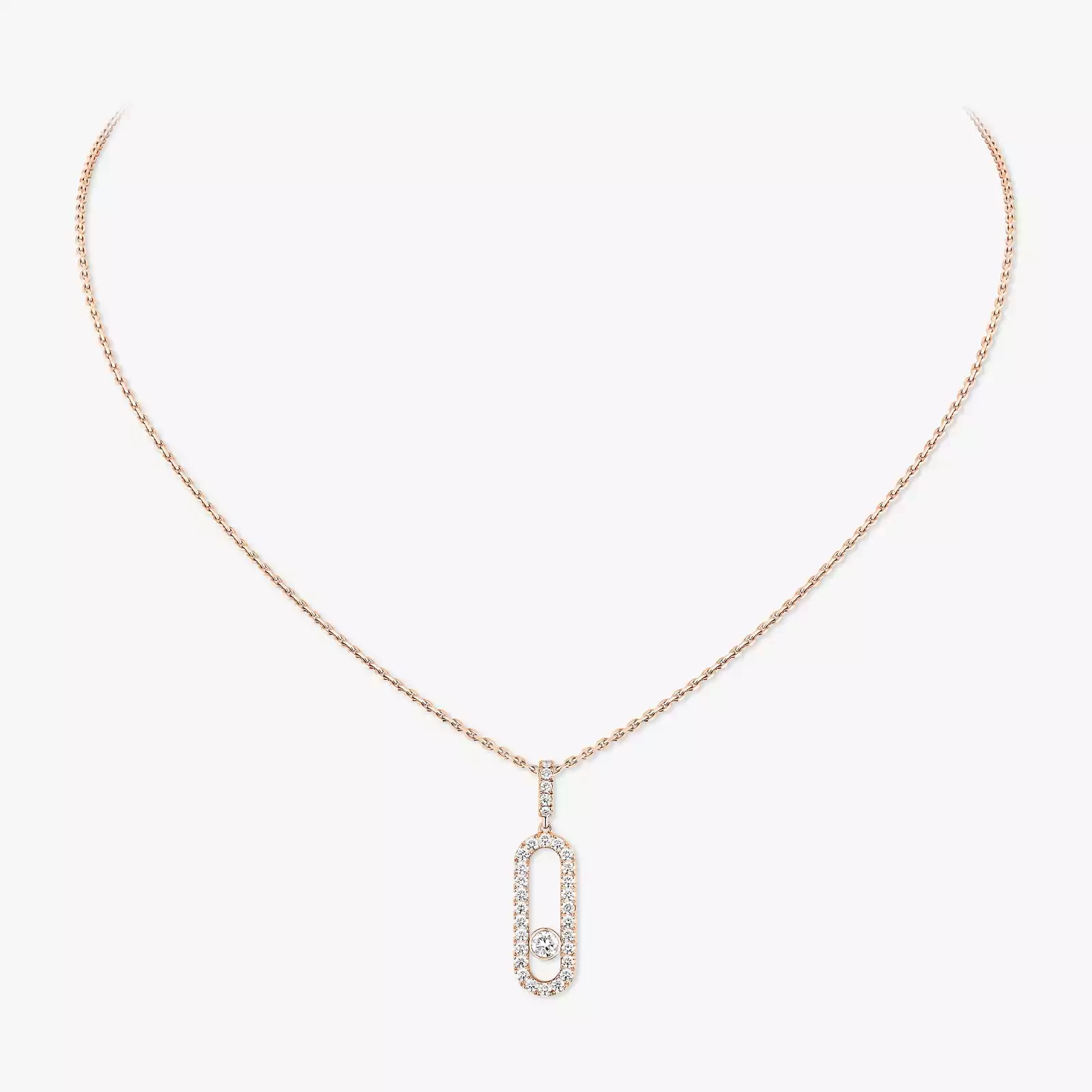 Collier Femme Or Rose Diamant Move Uno GM Pavé 12058-PG