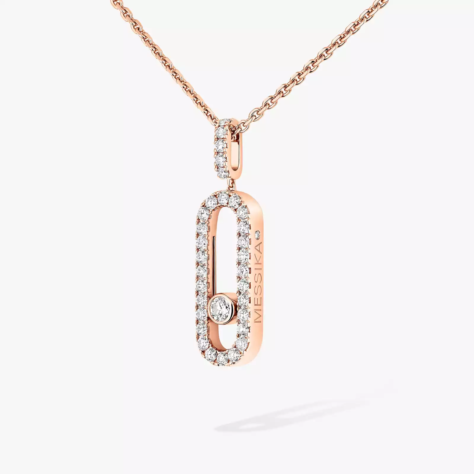 Collier Femme Or Rose Diamant Move Uno GM Pavé 12058-PG
