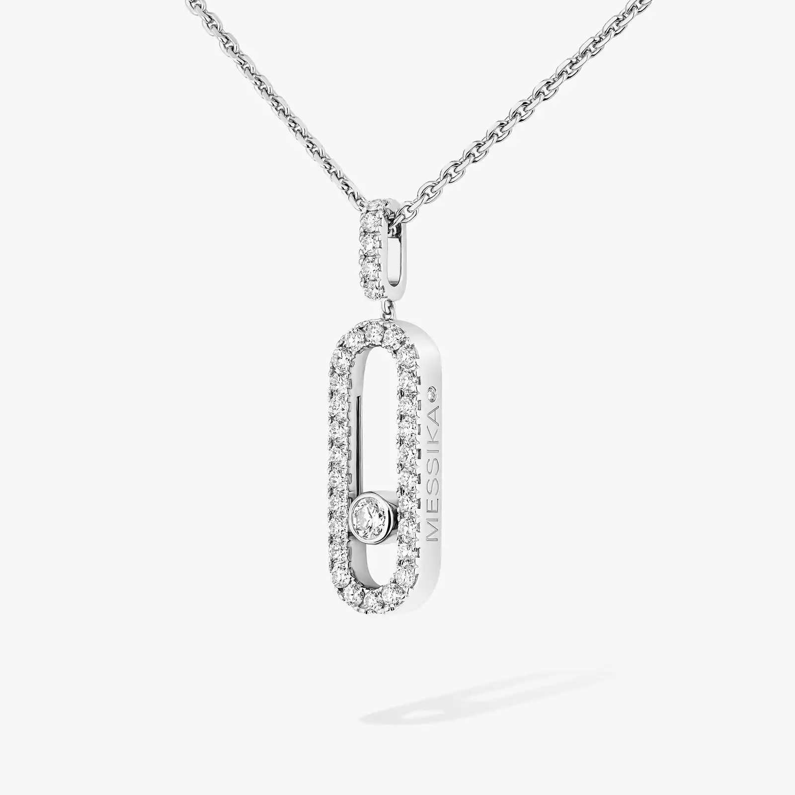 Collier Femme Or Blanc Diamant Move Uno GM Pavé 12058-WG