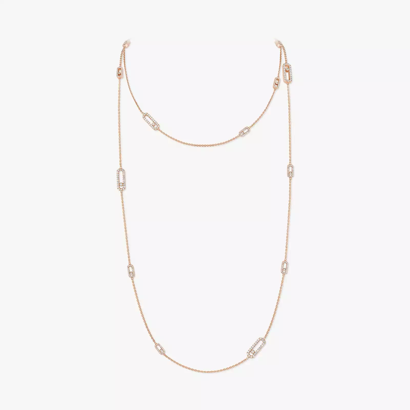 Collier Femme Or Rose Diamant Sautoir Long Move Uno 11324-PG