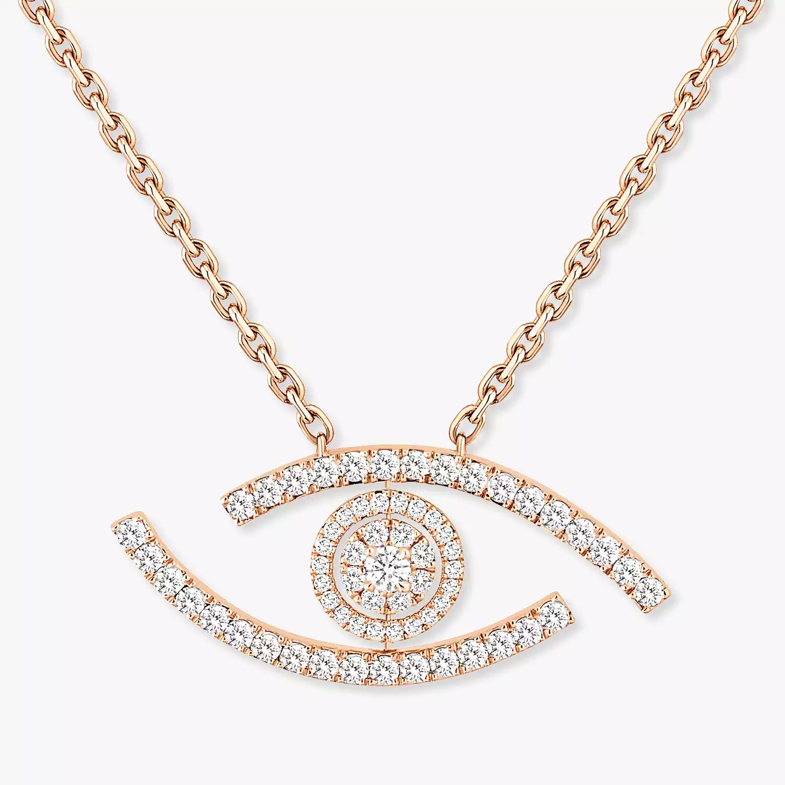 قلادة امرأة ذهب وردي الماس قلادة طويلة Lucky Eye مرصعة 11570-PG