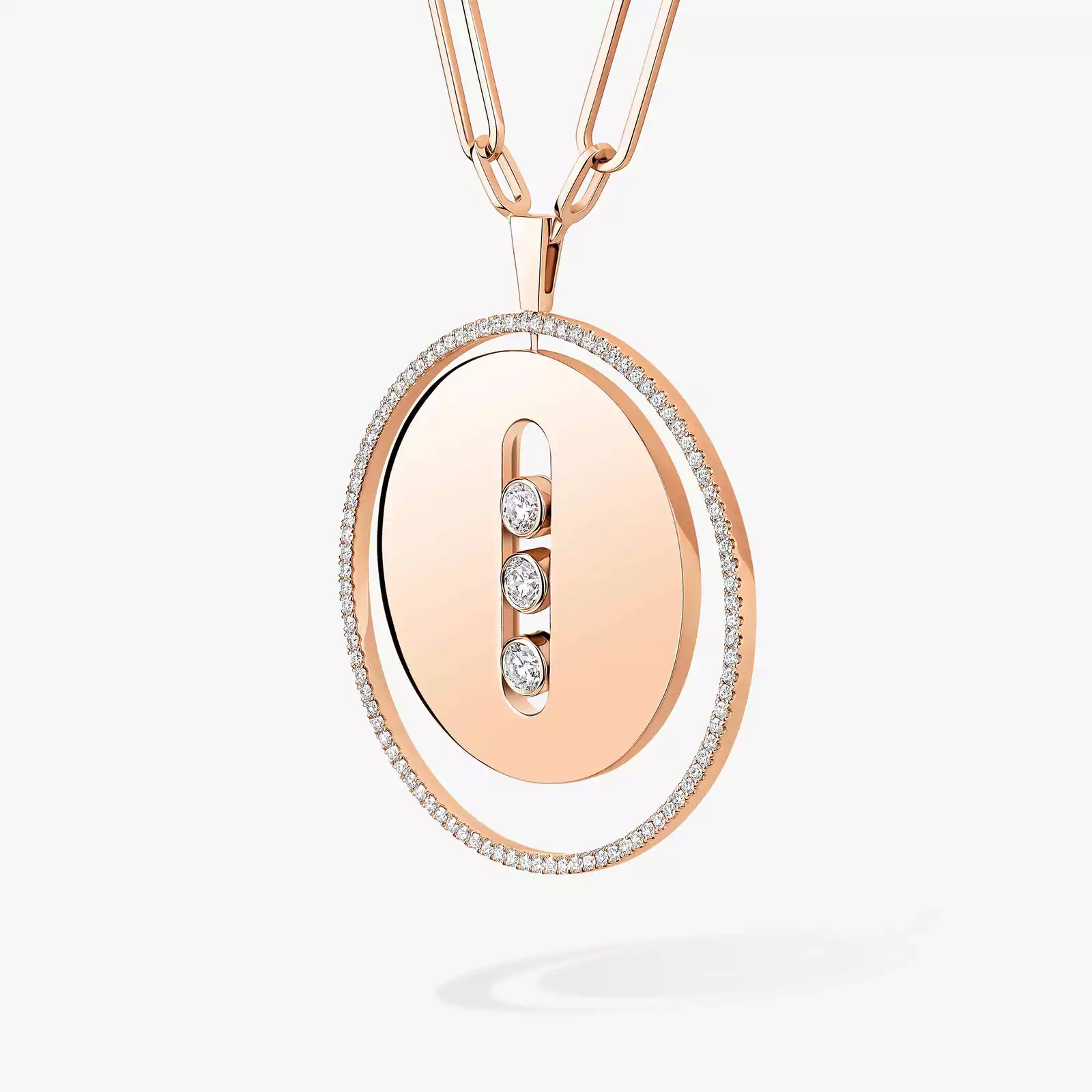 Lucky Move Long Necklace LM Pink Gold For Her Diamond Necklace 10126-PG
