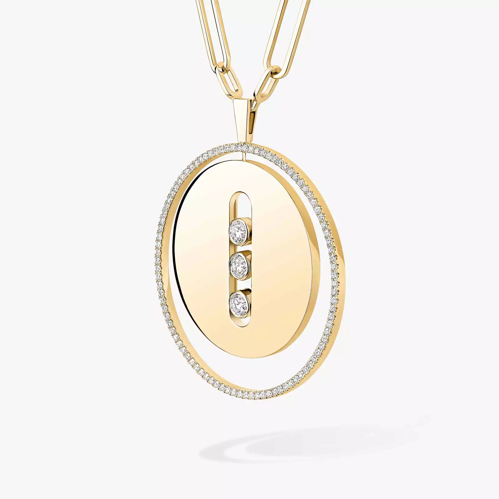 Necklace For Her Yellow Gold Diamond Lucky Move Long Necklace LM 10126-YG