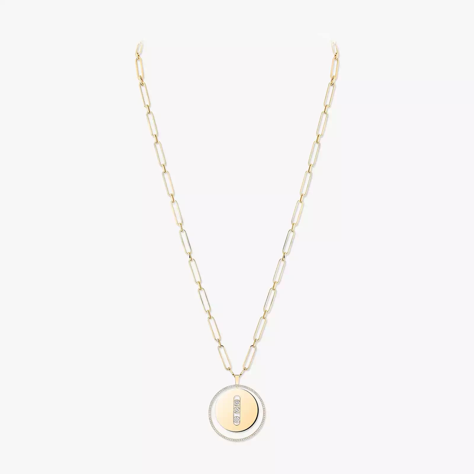 Necklace For Her Yellow Gold Diamond Lucky Move Long Necklace LM 10126-YG