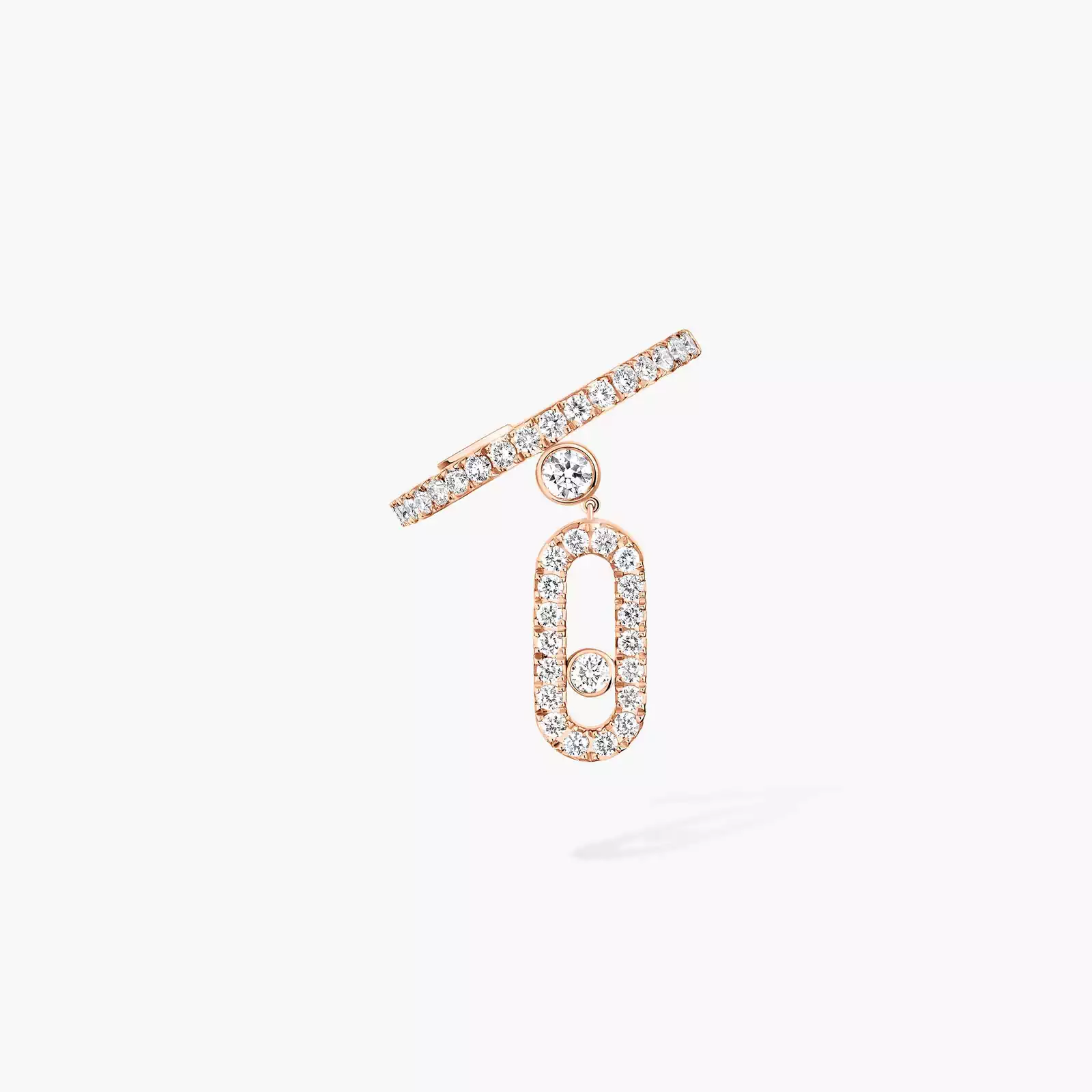 Boucles d'oreilles Femme Or Rose Diamant Mono Clip Move Uno Pampille Pavé 11162-PG