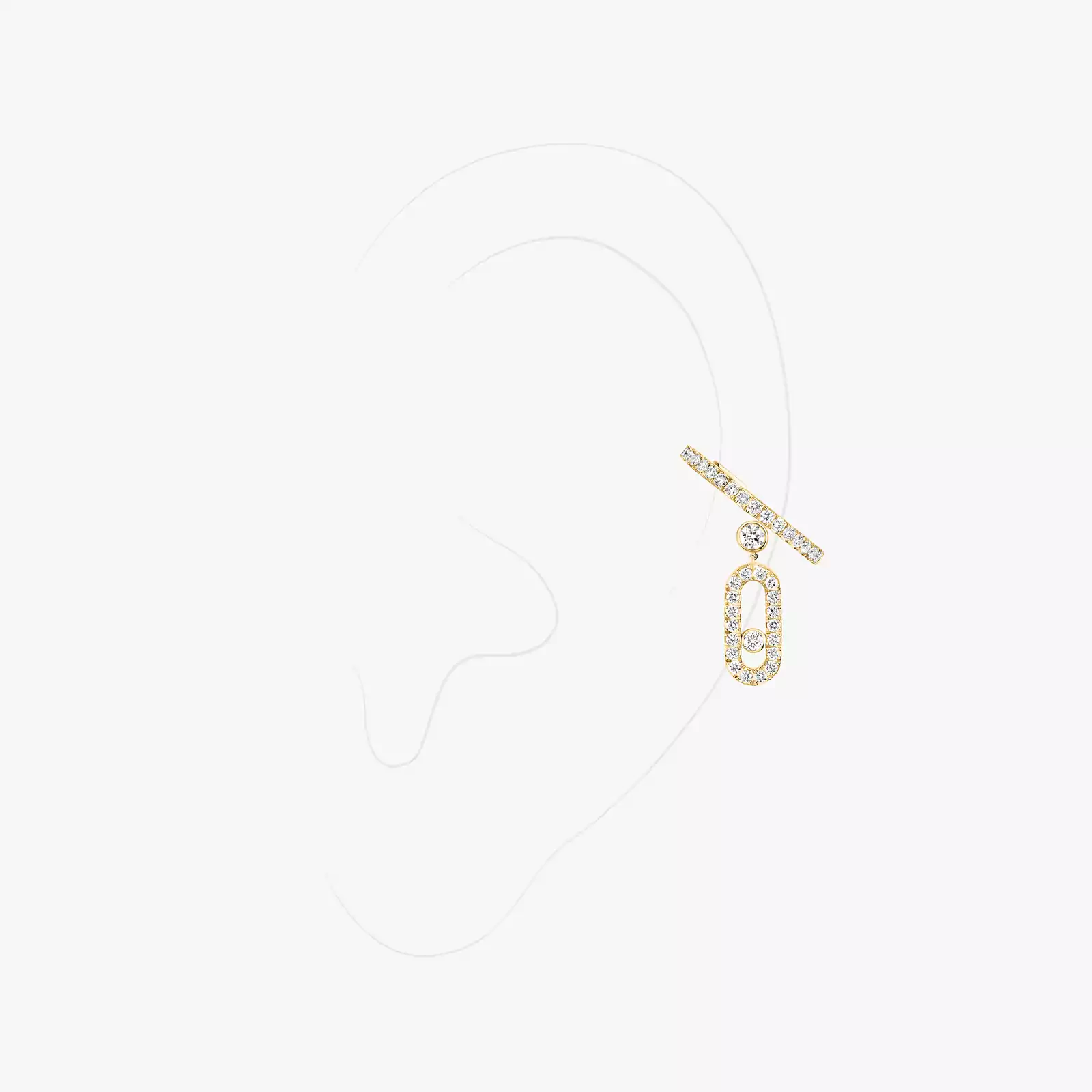 Boucles d'oreilles Femme Or Jaune Diamant Mono Clip Move Uno Pampille Pavé 11162-YG