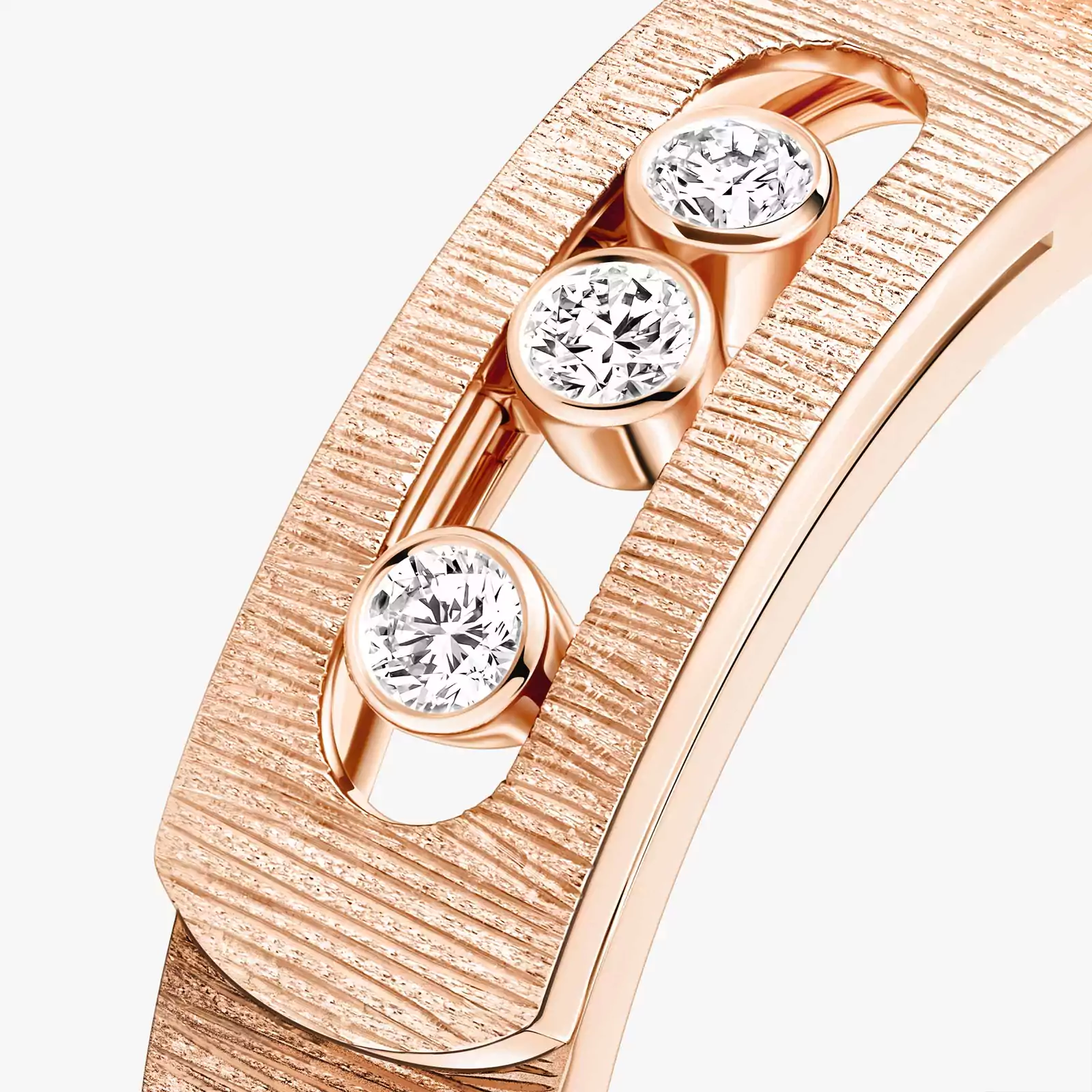 Move Noa Ciselé Pink Gold Mixed Diamond Ring 14482-PG