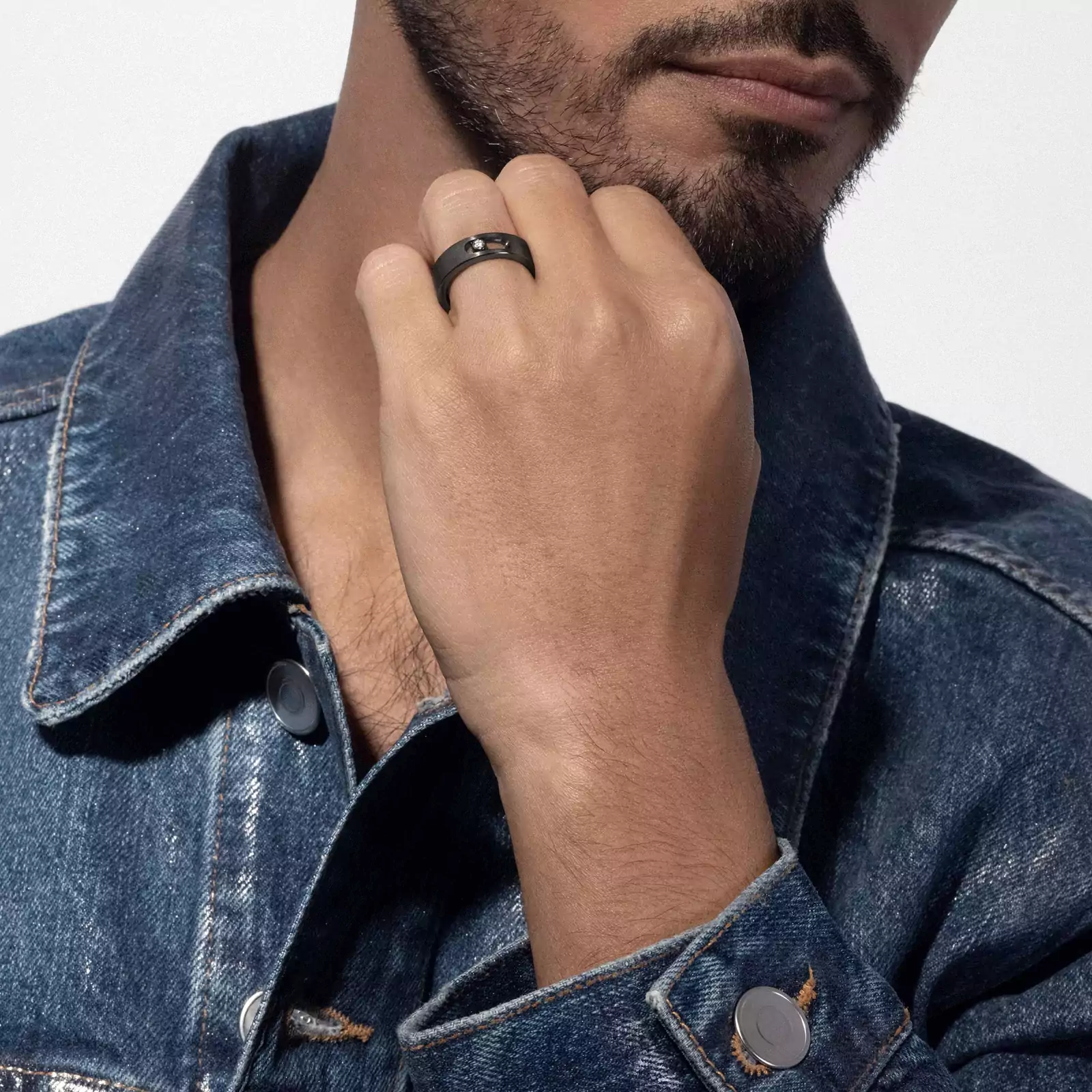 Bague Homme Diamant Blanc et Titane Graphite Move Titanium Messika 07164 TG