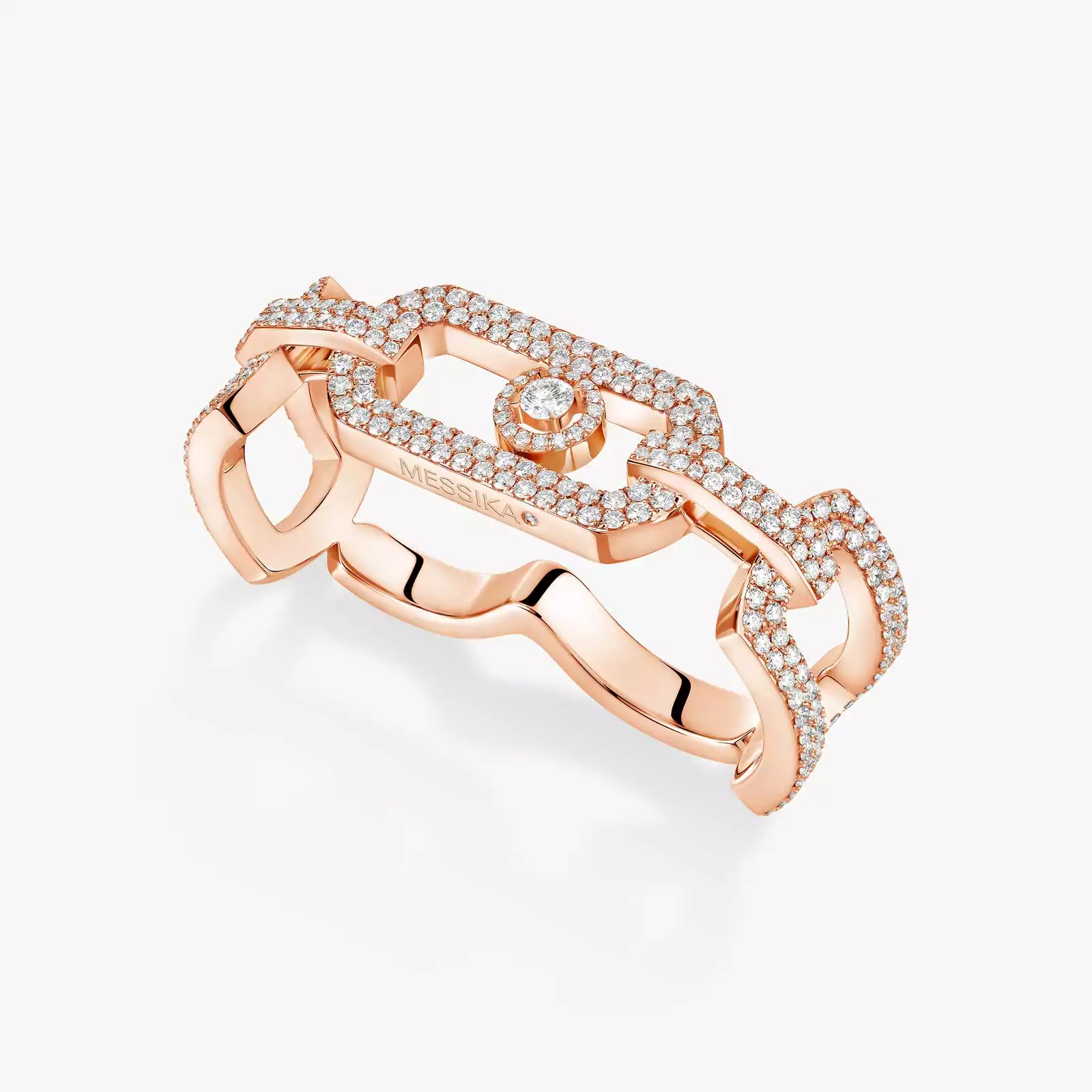 So Move 2 Finger Diamond Pavé Ring Pink Gold For Her Diamond Ring 13185-PG